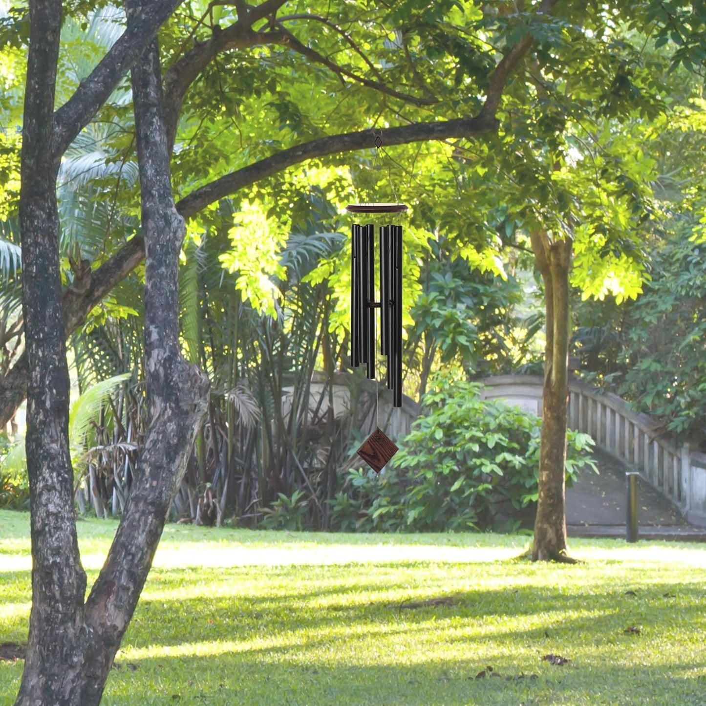 Woodstock Chimes Pluto Wind Chime for Outside 37" Black Teak Medium Tone Sound for Outdoor Garden, Patio, Porch Decor Gifts, Encore Collection, DCKT37