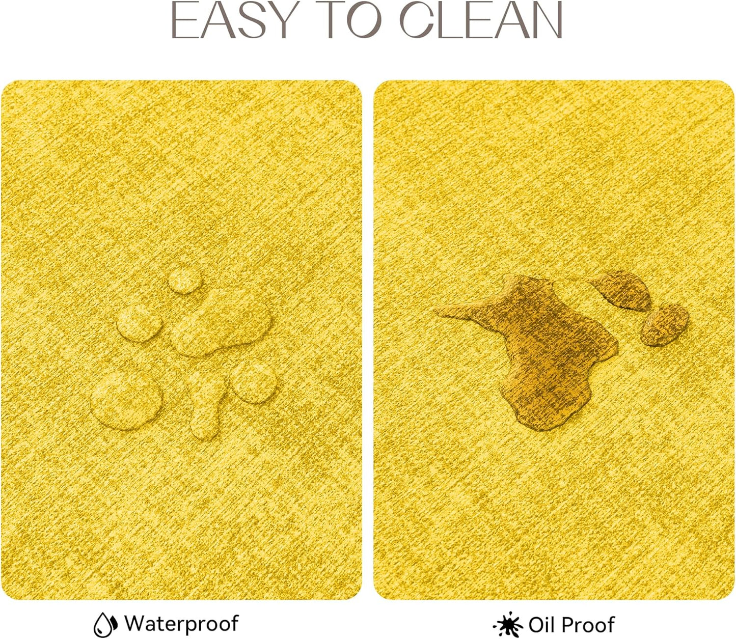 Romanstile Vinyl Placemats Set of 8-12 X 18 Inch - Heat Resistant Place Mats 100% Waterproof Oilproof Wipeable Reversible Faux Leather Table Mats for Kitchen/Dining/Party/Outdoor, Yellow