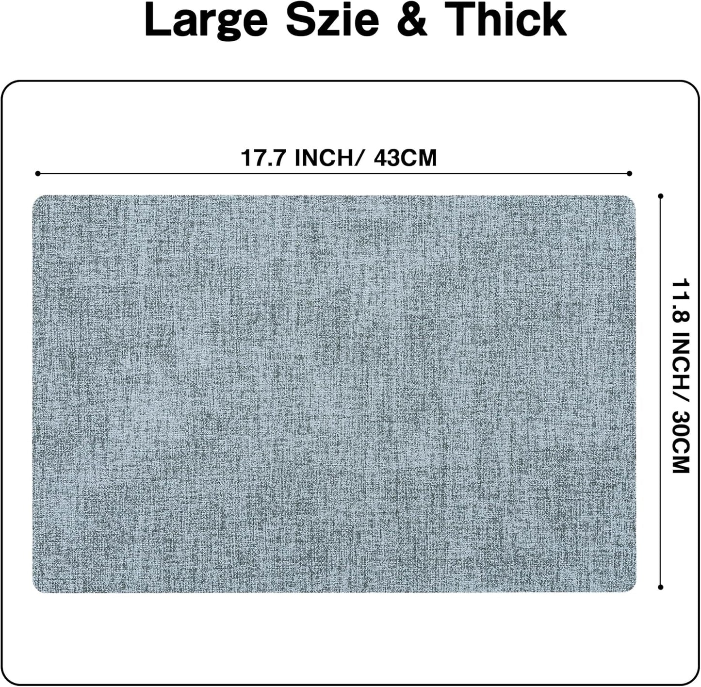 Chrysameld Vinyl Placemats Set of 4 - Faux Leather 100% Waterproof Oil-Proof Wipeable PU Place Mats, Heat Resistant Anti Slip Reversible Table Mats for Indoor & Outdoor Use,(17×12Inch, Sky Blue)