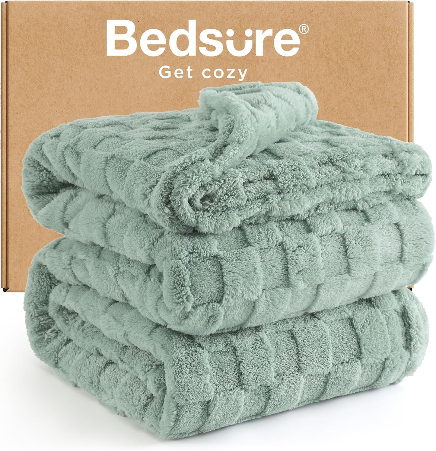 Bedsure GentleSoft Blankets Queen Size for Bed - Super Soft Cozy Blanket for Women Men Girls, Large Fuzzy Fleece Throw for Bedroom Decor, Sage Green, 90x90 Inches