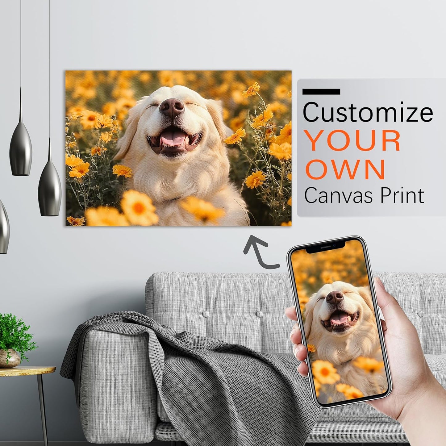 Ship Next Day - Custom Canvas Prints with Your Photos, Personalized Canvas with Pictures Print for Wall Art Bedroom, Customized Photo Gifts for Couple Men Women Mom Baby Dog Family - 24"W x 20"L