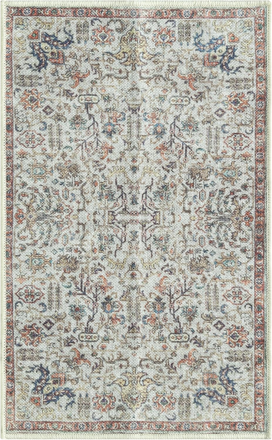 Keen Home Design 2x3 Rug - Machine Washable Entry Rug with Non-Slip Backing, Ideal for Enteryway, Kitchen, Bathroom, Laundry Room - Vintage, Easy Clean, Durable, Low Pile Rug - (2' x 3')