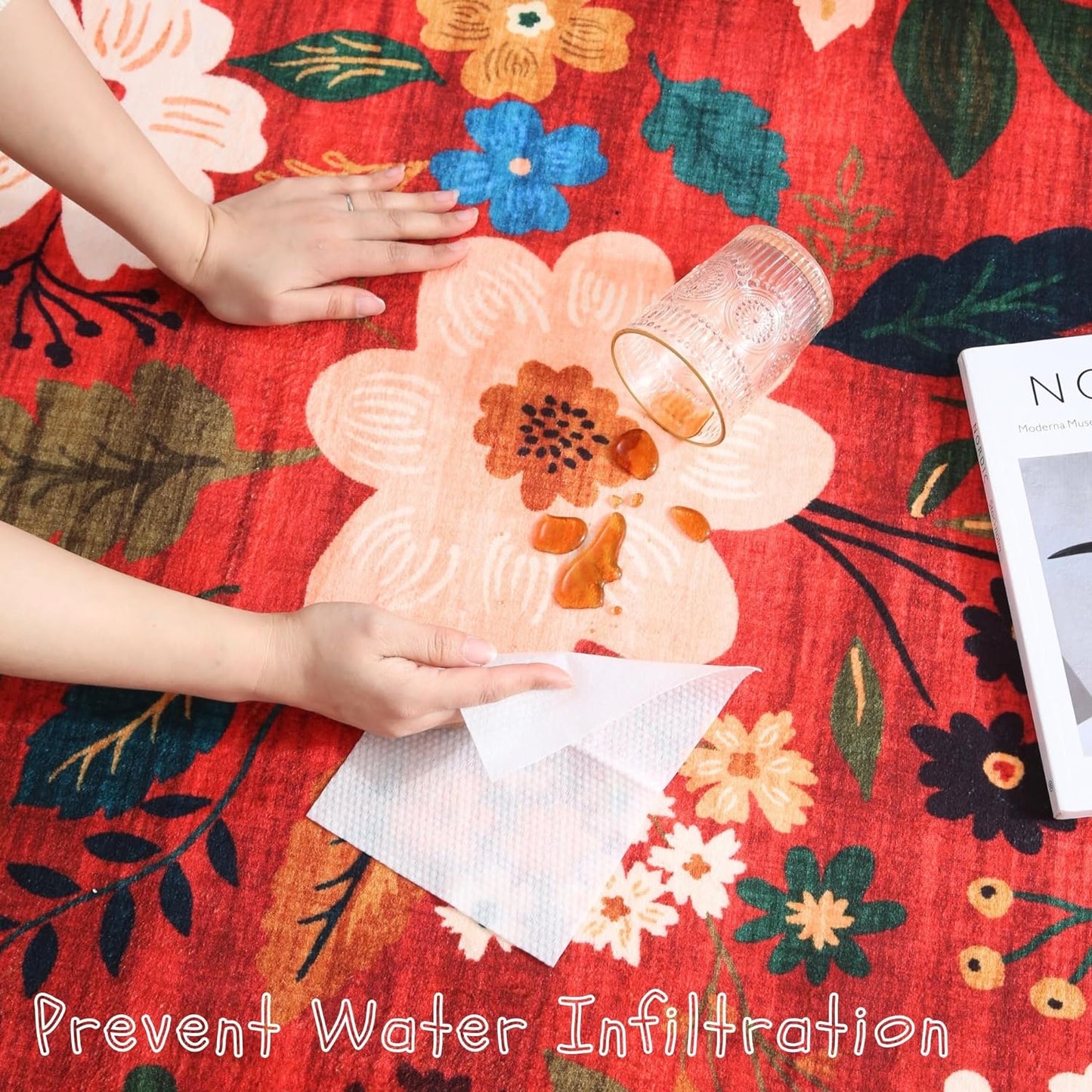 Runners for Hallways Kitchen Runner Rug Non Slip 2'x 10' Long Washable Rugs with Rubber Backing Soft Floral Carpet Runner for Hallways, Kitchen, Laundry, Bedroom, Bathroom(Red)