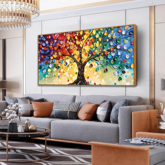 ZHAOSHOP Tree Pictures Wall Decor - Colorful Abstract Wall Art for Living Room - Large Picture Frames for Wall Ready to Hang Size 29" x 59"