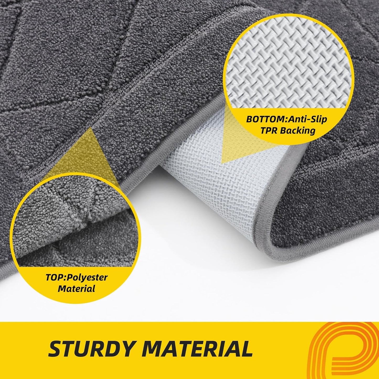 JSEI Dirt Trapper Door Mat 36"x60", Non-Slip Washable Entryway Mats, Dog Door Mat, Stain Resistant and Absorbent Floor Mats, Low Profile Welcome Mat for Front Back Door, Dark Grey