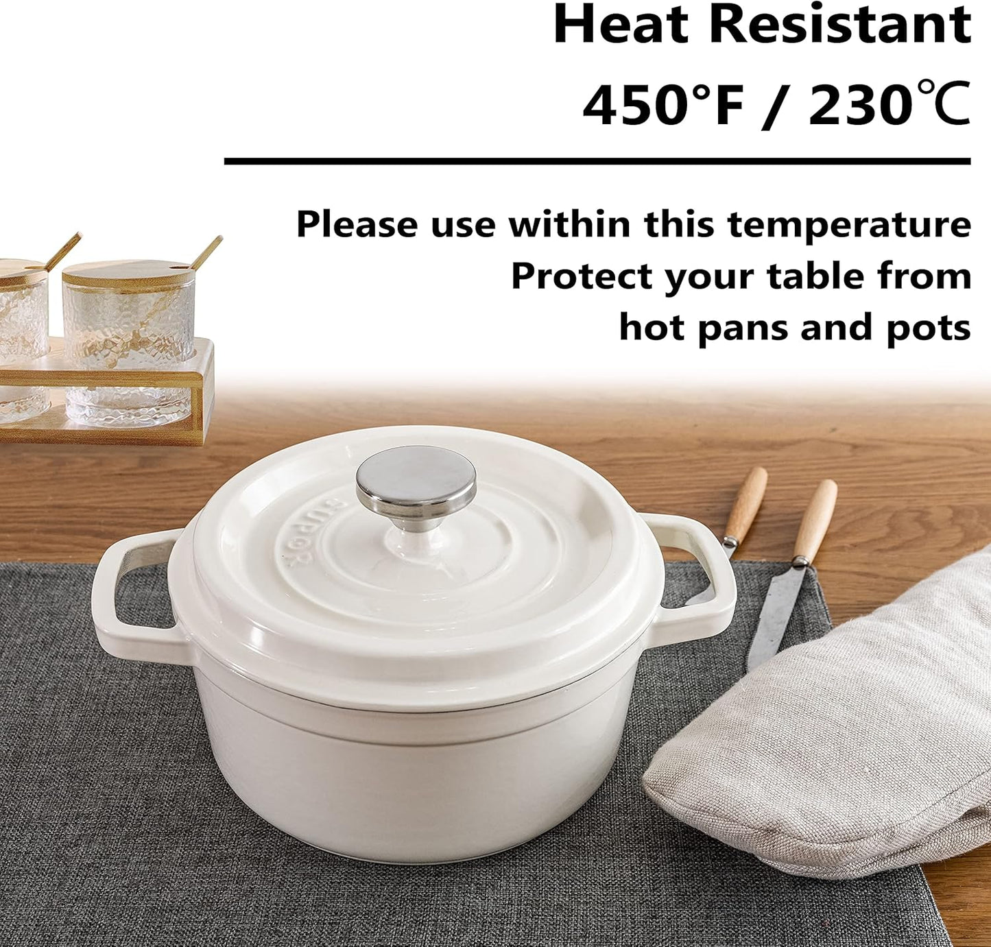 Home Brilliant Table Place Mats Fabric Cloth Placemats Set of 4 Heat Resistant Dining Linen Place Mats Kitchen, Dark Grey