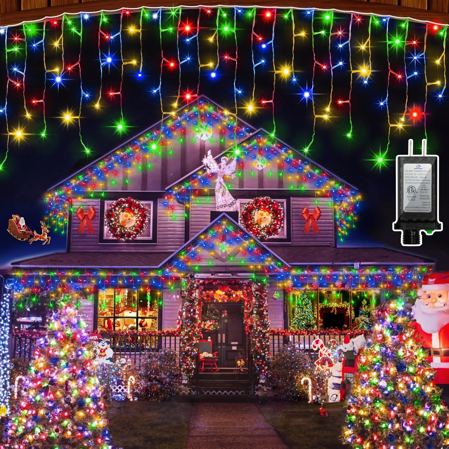 1332 LED 132FT Christmas Lights with 296 Drops, 12 Modes Dimmable Multicolor Outdoor Hanging Lights with Timer Memory, Waterproof Curtain Lights for Home Bedroom Indoor Tree Window Roof Fence Wedding