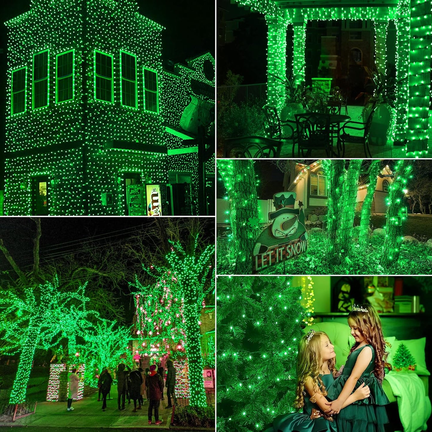 Hopolon St. Patrick's Day Mini String Lights, 2PACK 50Count 13Feet Incandescent Bulb Waterproof Green Fairy Lights Plug in for Indoor Outdoor Halloween Party Patio Christmas Decor,Green