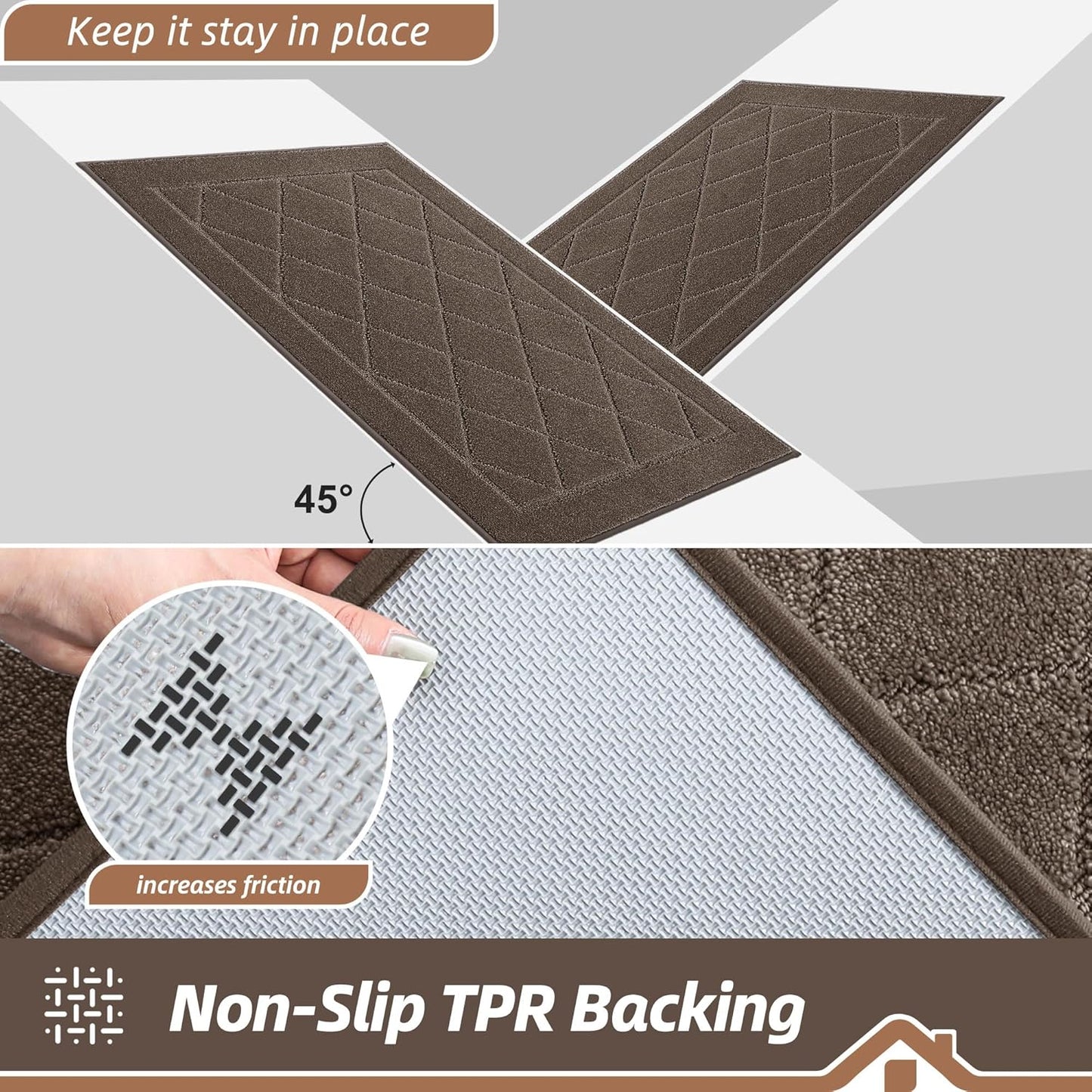 BEQHAUSE Dirt Trapper Door Mat 32" x 48", Doormat Non-Slip Entryway Rugs Washable, Dog Door Mat Stain Resistant and Absorbent Welcome Floor Mat for Front Back Door, Muddy Wet Shoes & Paws, Light Brown