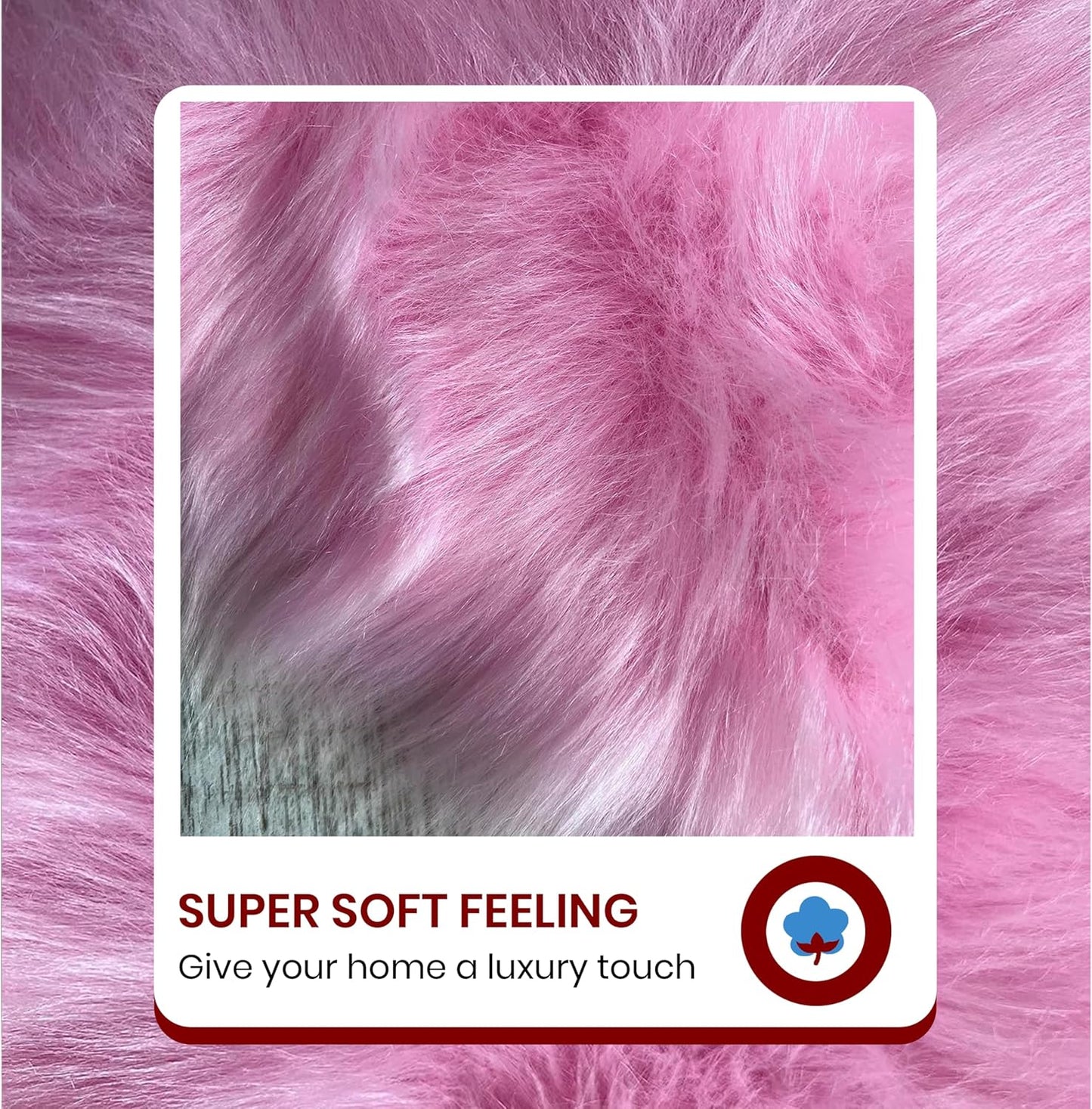 LAMBZY Faux Sheepskin Super Soft Hypoallergenic Free Shape Silky Shag Rug, Luxury Shaggy Plush Carpet for Bedrooms Living Kids Room Sofa Rugs (Pink, Octo 8 Pelts 6'x8')