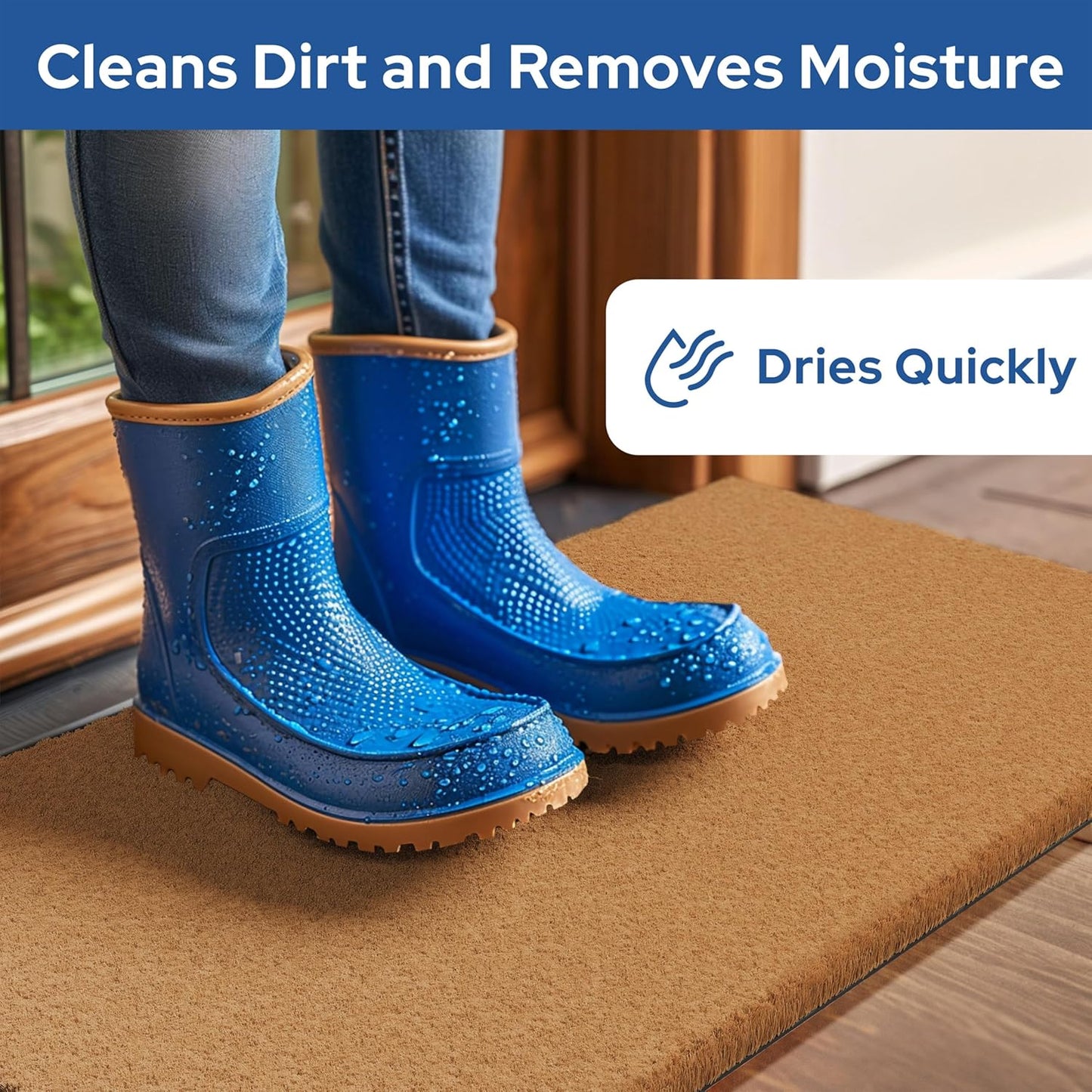 Barnyard Designs Natural Coco Coir Heavy Duty Backing Doormat - Large Cute Non-Slip Front Door Welcome Mat for Outside Entrance or Porch Entry, Brown (17x30, Plain Brown)