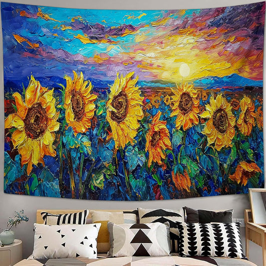 yowecso Sunflower Tapestry Sunset Flower Field Tapestry Wall Hanging for Bedroom Sunflower Tapestries Aesthetic Wall Decor for Home Dorm Living Room 50"x60"