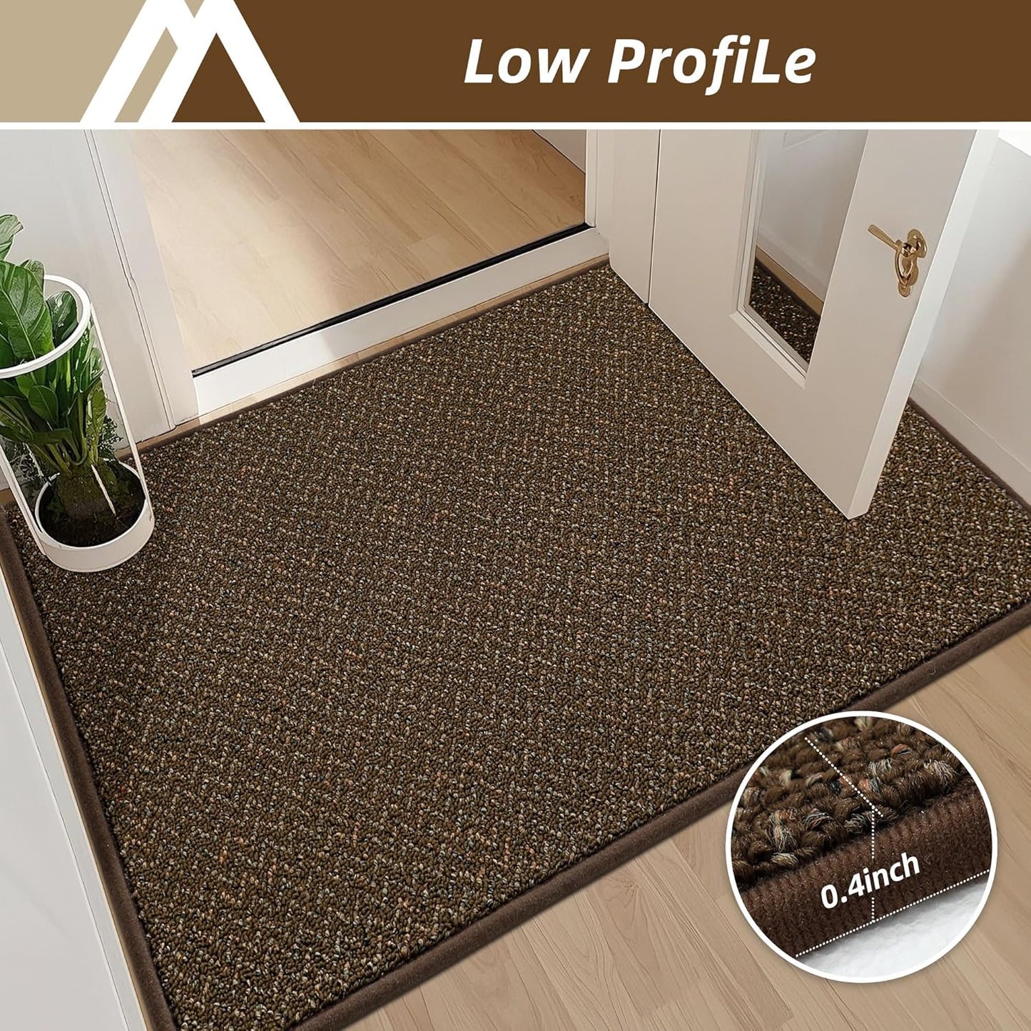 COSY HOMEER-Door-Mat 32"x48" Non Slip Absorbent Entryway Rugs Dirt Trapper Doormats Washable Entrance Mats Low Pile Welcome Floor Mat for Front Back Door and Entry Mats,Brown