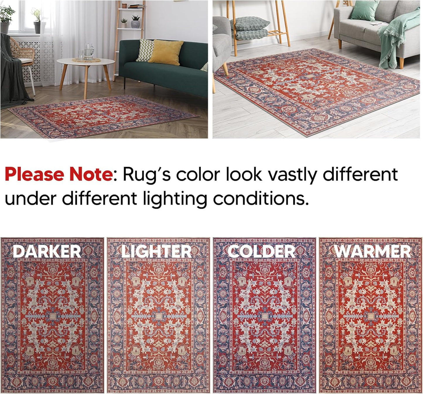 Keen Home Design 2x7 Rug - Machine Washable Runner Rug with Non-Slip Backing, Ideal for Hallway, Entryway, Kitchen, Laundry Room - Vintage, Easy Clean, Durable, Low Pile Rug - (2'6" x 7')