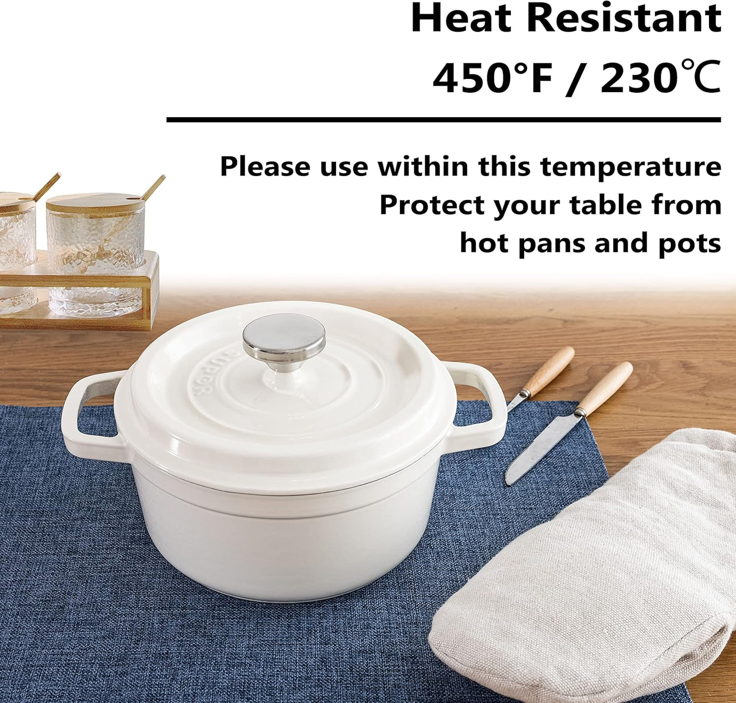 Home Brilliant Set of 4 Placemats Blue Placemats Heat Resistant Dining Table Place Mats Kitchen Table Mats, Navy Blue