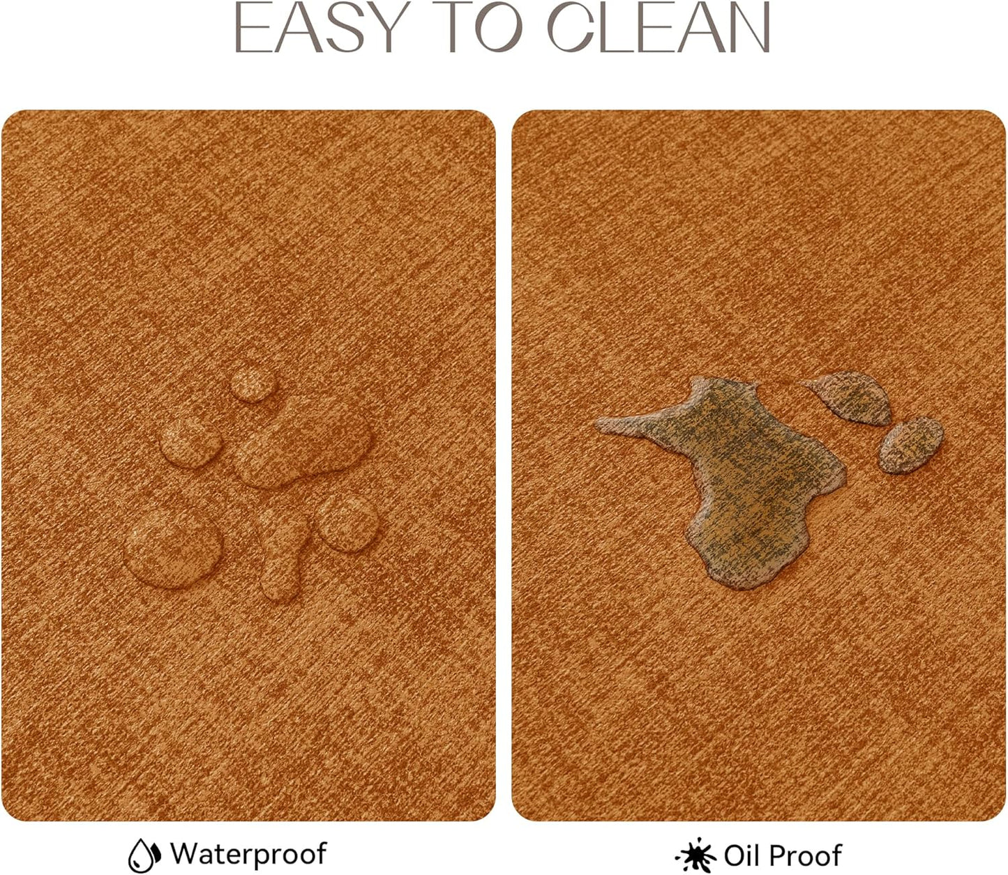 Romanstile Fall Vinyl Placemats Set of 8-12 X 18 Inch - Heat Resistant Place Mats 100% Waterproof Oilproof Wipeable Reversible Faux Leather Table Mats for Kitchen/Dining/Party/Outdoor, Orange