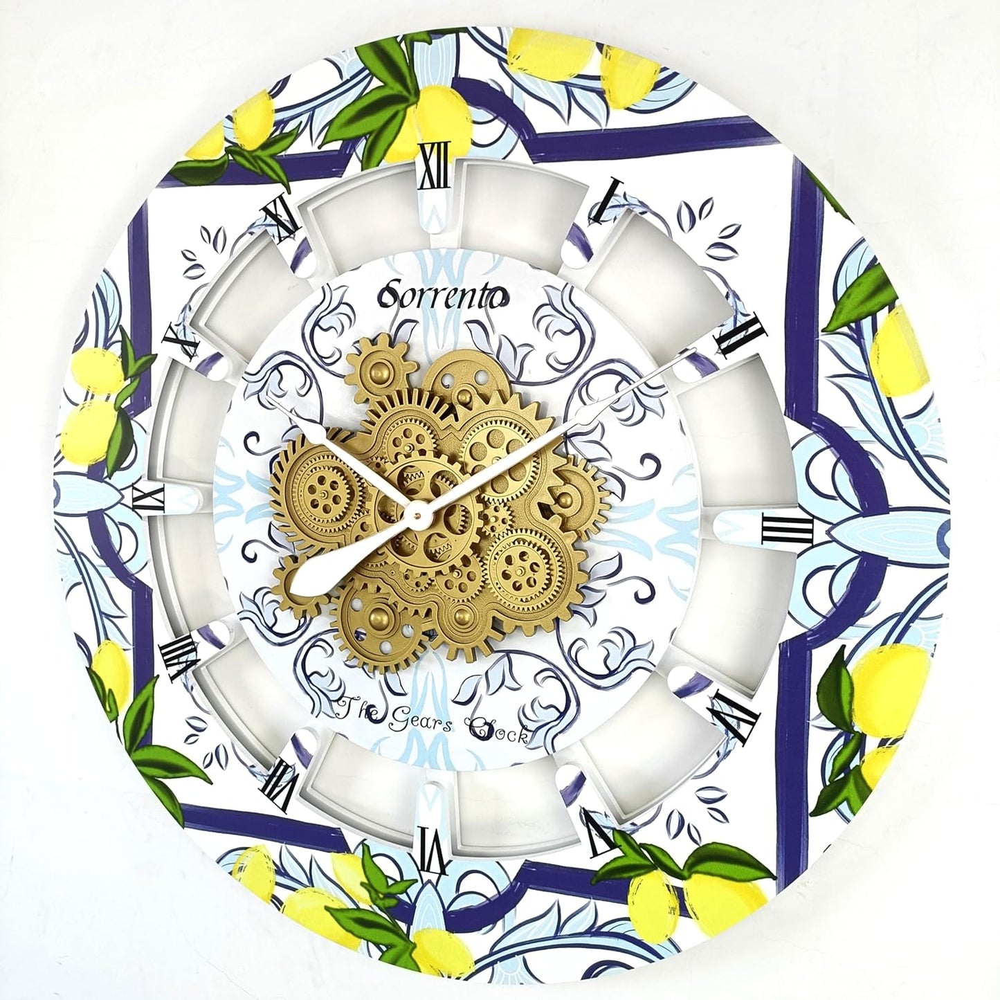 The Gears Clock Wall Clock Italy Collection with Moving Gears (Sorrento, 36 inch Round)