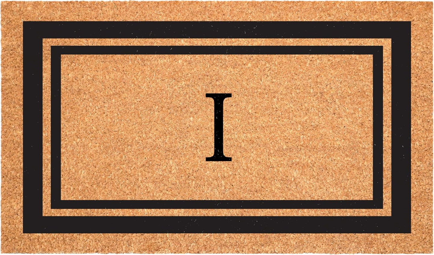 Calloway Mills 152962436I Black Border 24" x 36" Monogram Doormat, (Letter I)