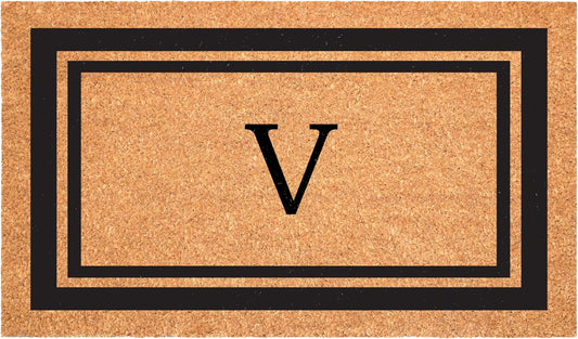 Calloway Mills 152961830V Black Border 18" x 30" Monogram Doormat, (Letter V)