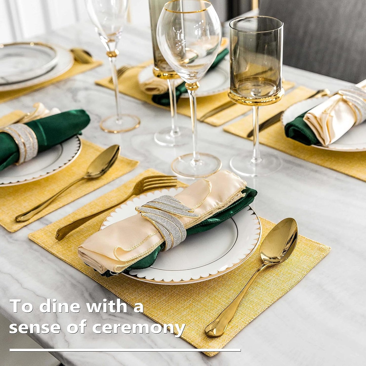 Home Brilliant Cloth Placemats Set of 4 Linen Placemat Washable Heat Resistant Dining Table Place Mats for Kitchen Table Holiday Dinner Fall Decoration, Yellow