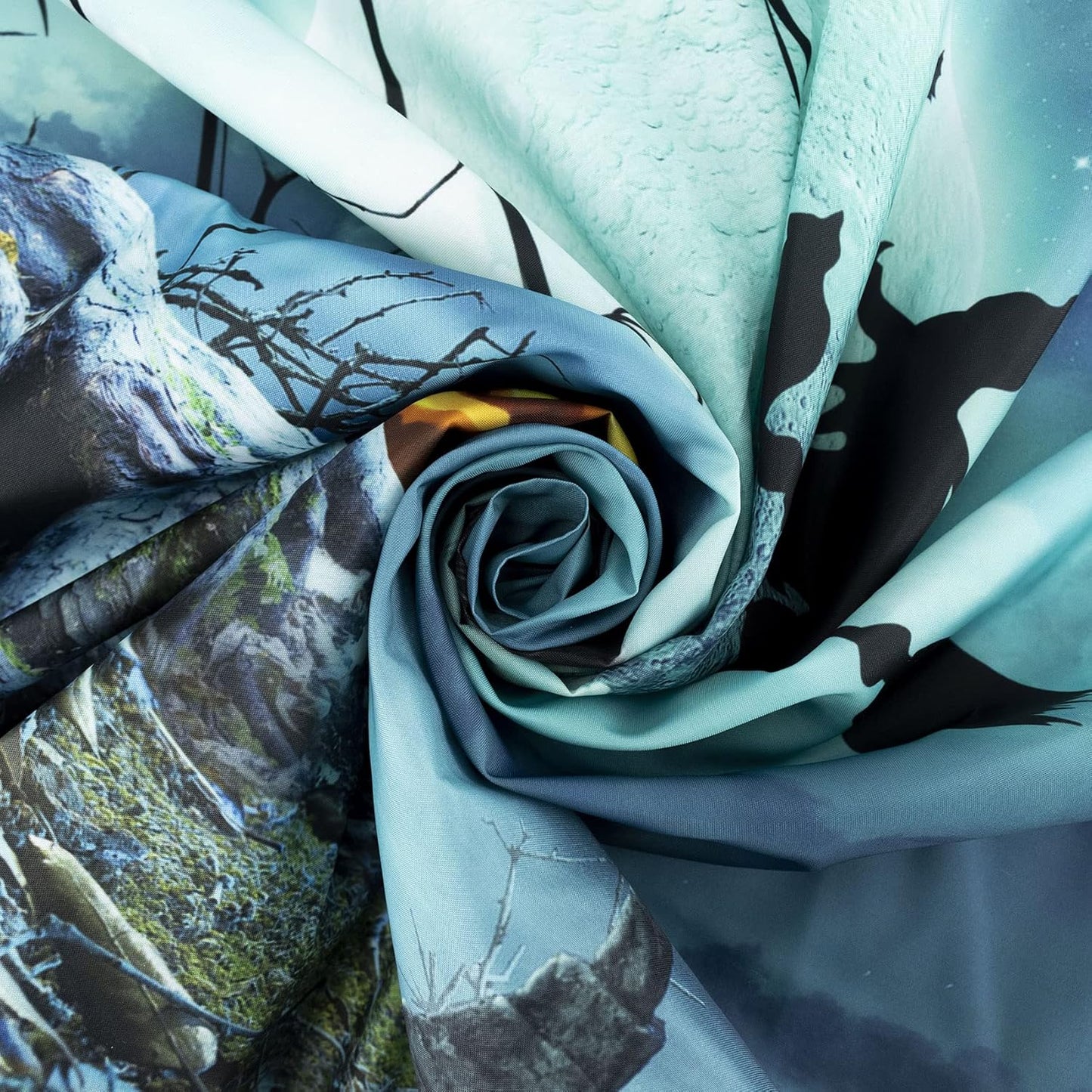 LB Halloween Tapestry Pumpkins Black Cat Dead Tree in Spooky Graveyard Full Moon Night with Witch Halloween Wall Hanging for Bedroom Living Room Dorm Decor 92.5x70.9 Inch