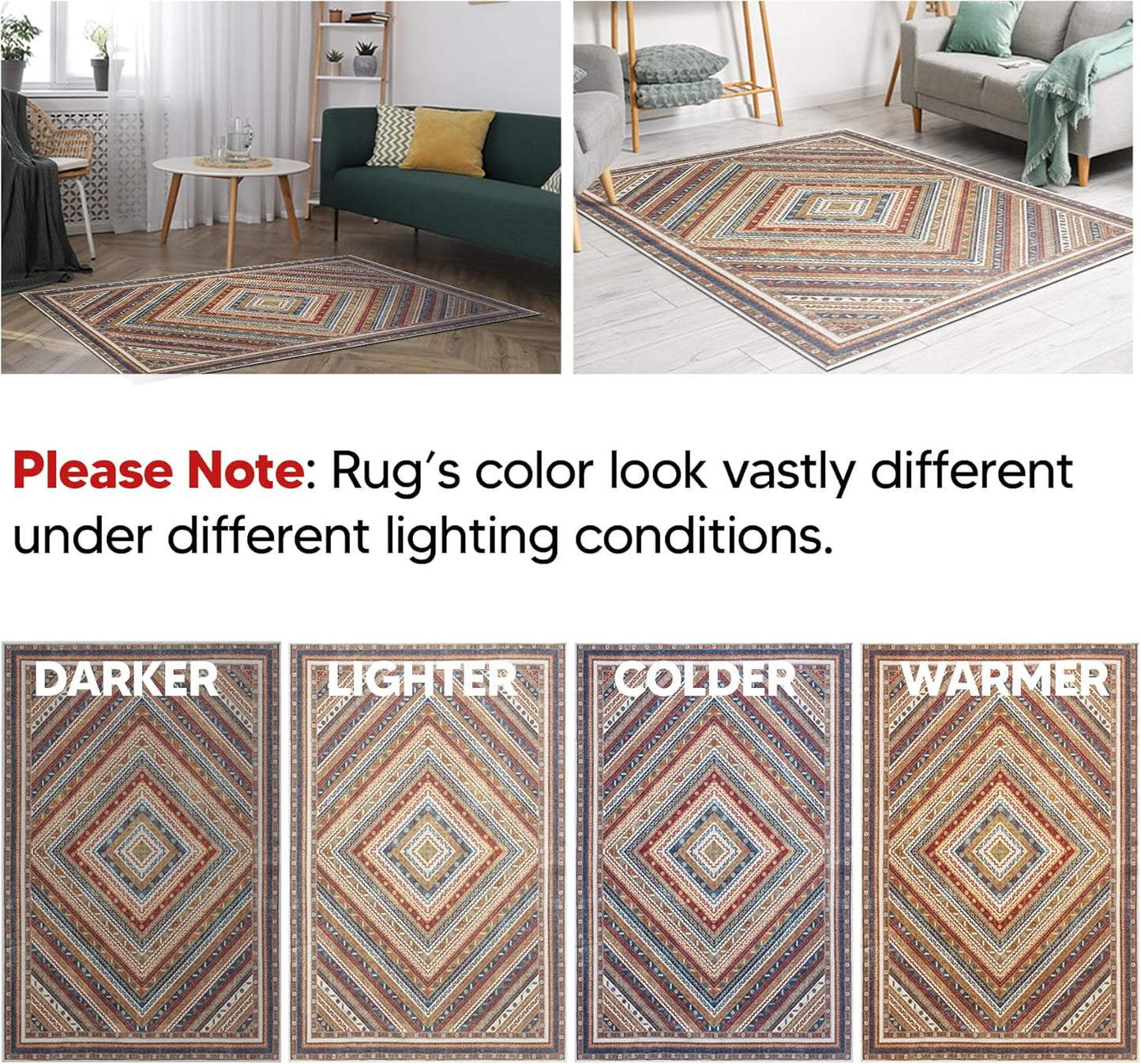 Keen Home Design 2x7 Rug - Machine Washable Runner Rug with Non-Slip Backing, Ideal for Hallway, Entryway, Kitchen, Laundry Room - Vintage, Easy Clean, Durable, Low Pile Rug - (2'6" x 7')