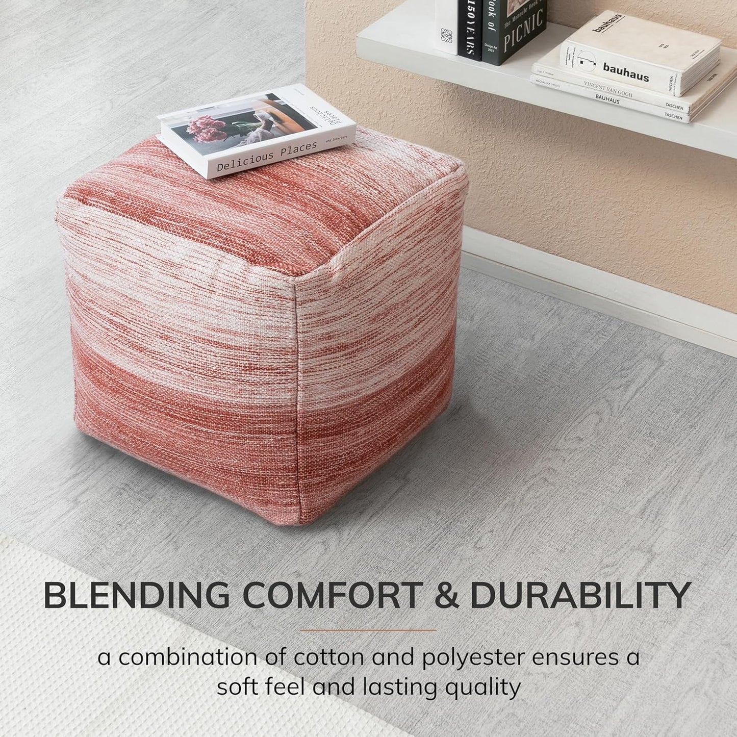 Anji Mountain 20"x20"x20" Handmade & Handcrafted Ottoman Pouf Comfortable Pouf Ottoman Foot Rest & Home Décor Accent for Living Room, Bedroom, Nursery, Kids Room, Patio