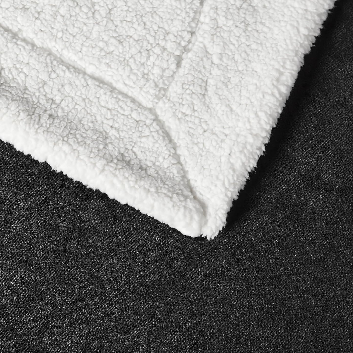 Amazon Basics Reversible Sherpa Throw Blanket, Black, 50"x60"