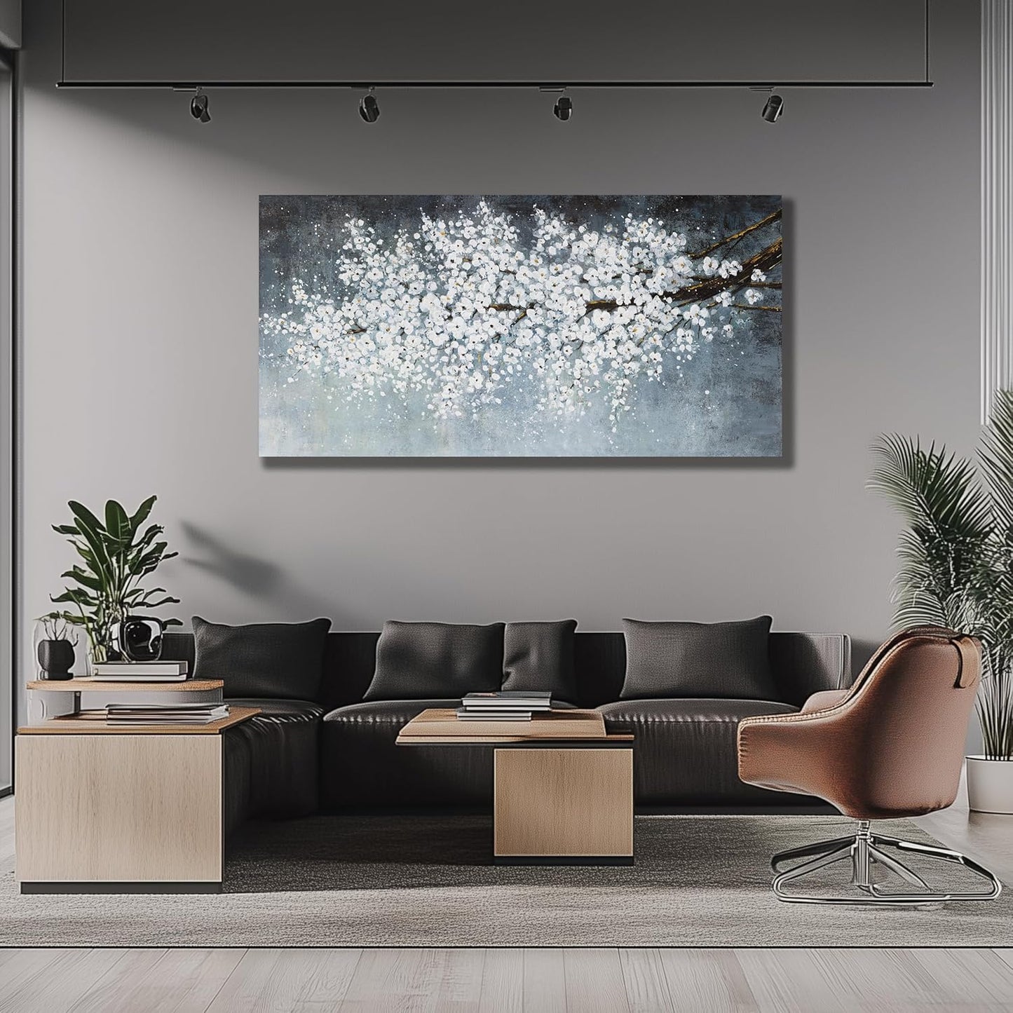 Belmrxne Flower Wall Decor White and Black Wall Art Home Decor Aesthetic Unique Canvas Painting for Living Room Bedroom Dining Room Office Home Decor 24x48 inch