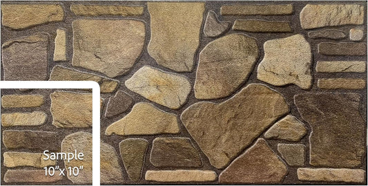 Dundee Deco 3D Wall Panels - Cladding Brown Hazel Gold Stone Look Wall Paneling, Styrofoam Facing for Interior and Exterior Applications, DIY, Sample, Size 10 x 10 in.