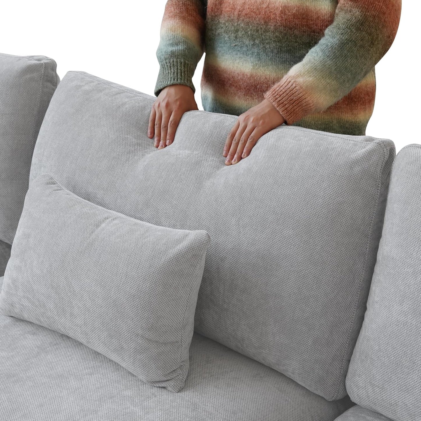 JACH Cloud Sectional Couches for Living Room, Modern Convertible Modular Couch, Love Seat Sofas, Sofa Covers Removable, Comfy Sectional Couch for Living Room, Apartment (Light Grey)