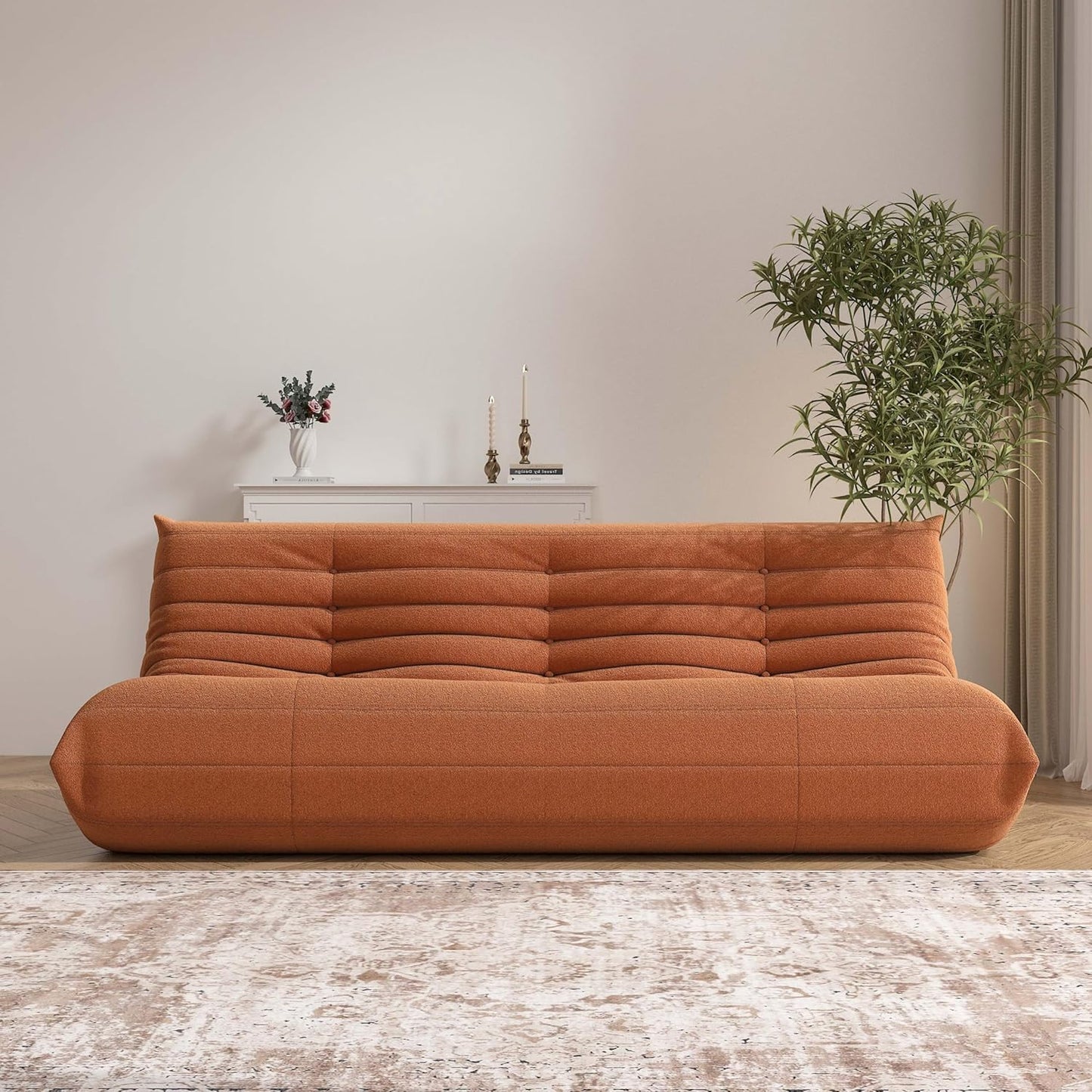 Bean Bag Chair, Oversized Fireside Chair Bean Bag Sofa Large Bean Bag Chair for Adults, 3 Seater Bean Bag Chairs for Teens with High Density Comfortable Foam, Bean Bag for Living Room, Bedroom(Orange)