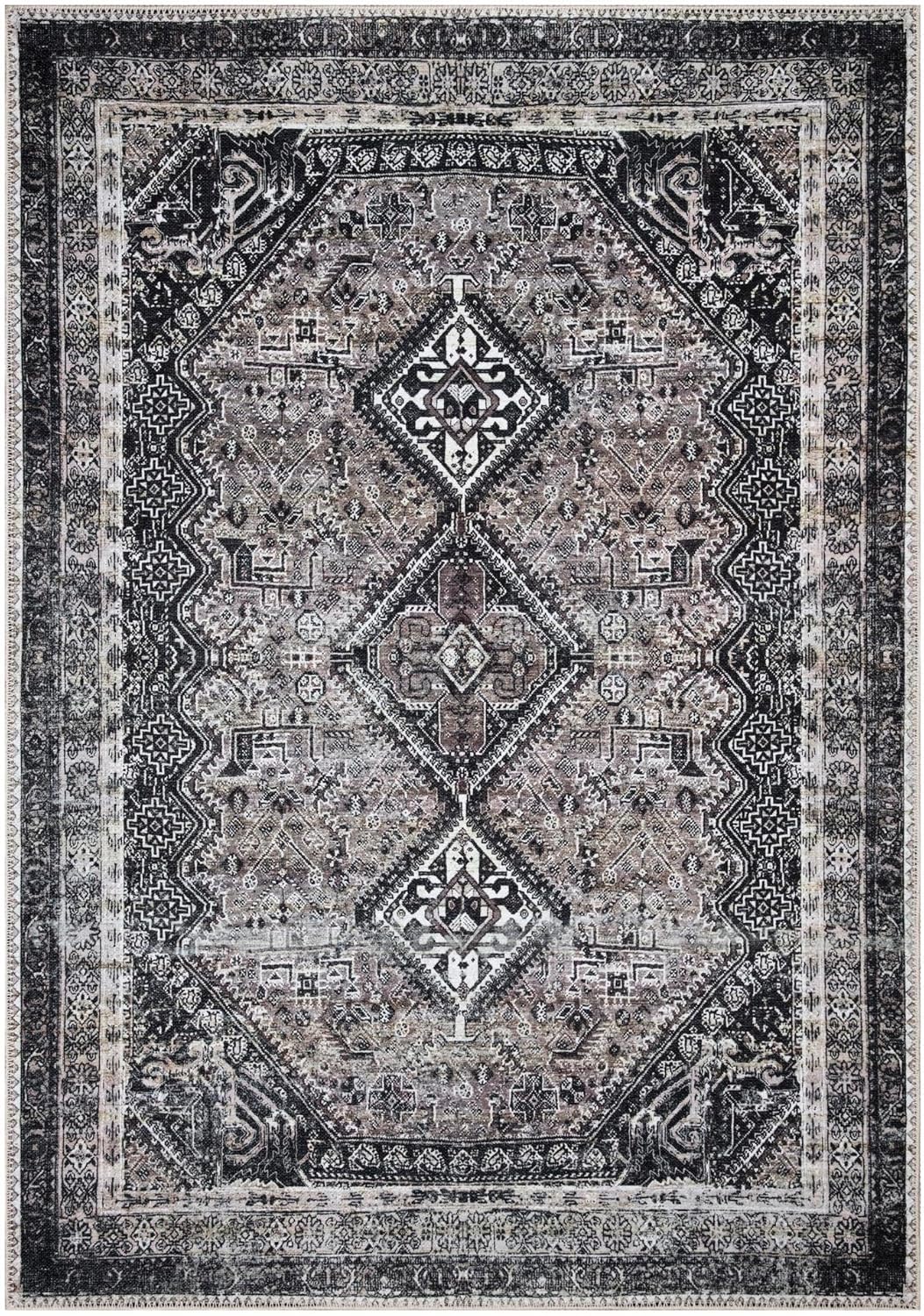 Keen Home Design 8x10 Rug - Machine Washable Area Rug with Non-Slip Backing, Ideal for Living Room, Dining Room, Bedroom - Vintage, Easy Clean, Durable, Low Pile Rug - (8' x 10')