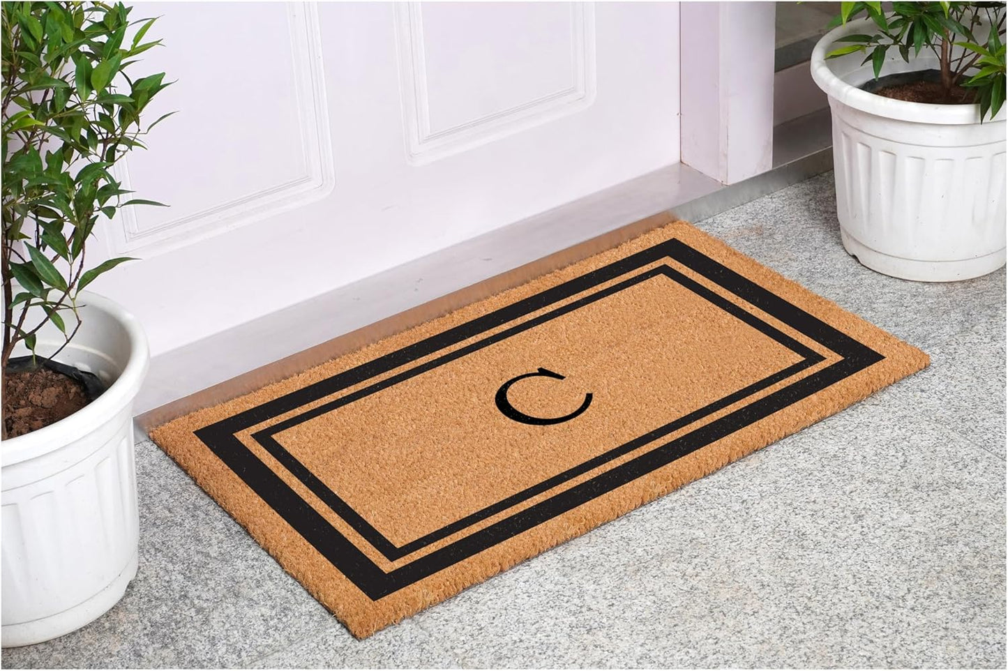 Calloway Mills 152963048C Black Border 30" x 48" Monogram Doormat Letter (C)