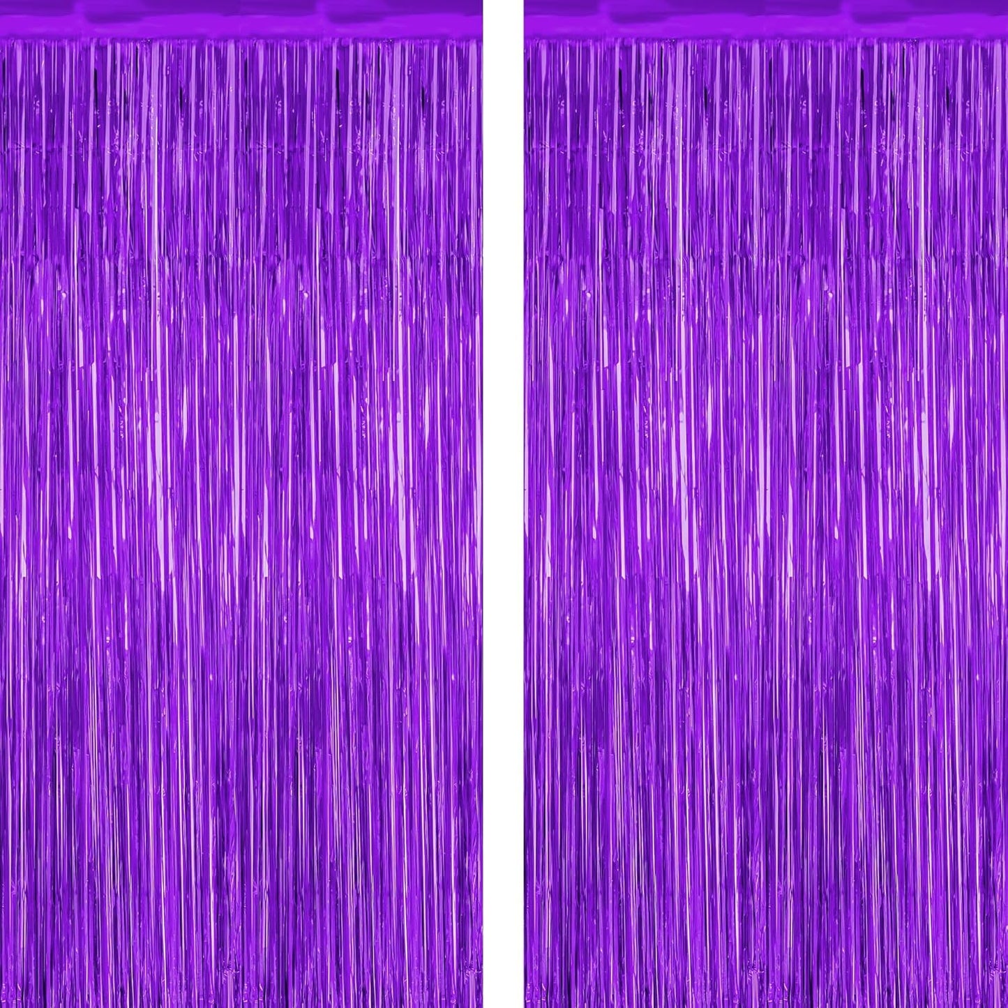 2 Pack Backdrop Curtains, 3.28 FT x 7.05 FT Purple Tinsel Backdrop, Metallic Purple Backdrop Fringe Curtains Foil Streamer, Party Supplies Photo Props for Anniversaires Wedding Party