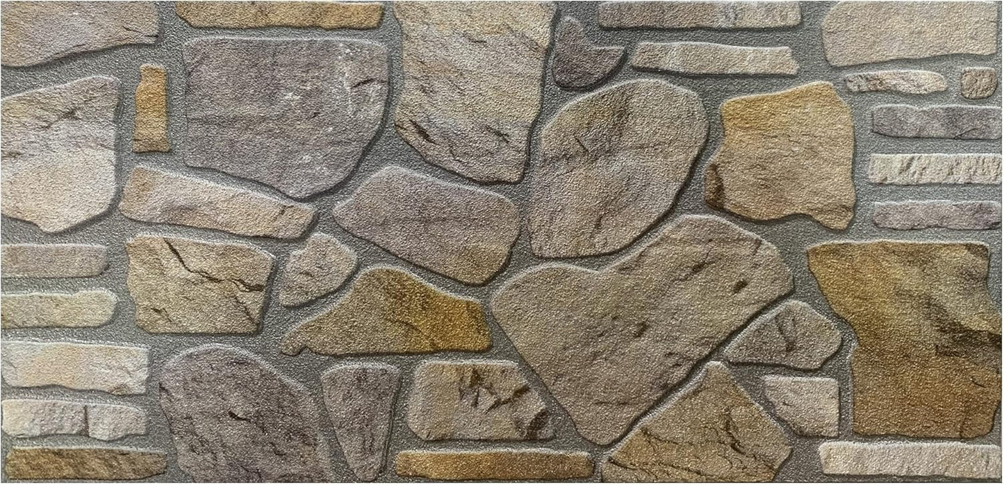 Dundee Deco 3D Wall Panels - Cladding Grey Gold Stone Look Wall Paneling, Styrofoam Facing for Interior and Exterior Applications, DIY, Sample, Size 10 x 10 in.