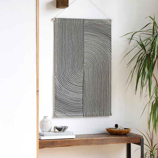 Mark&Day Wall Art, Gerlos Modern Farmhouse Black Macrame Tapestry Wall Hanging for Living Room, Bedroom, Office or Kitchen (36"H x 24"W)