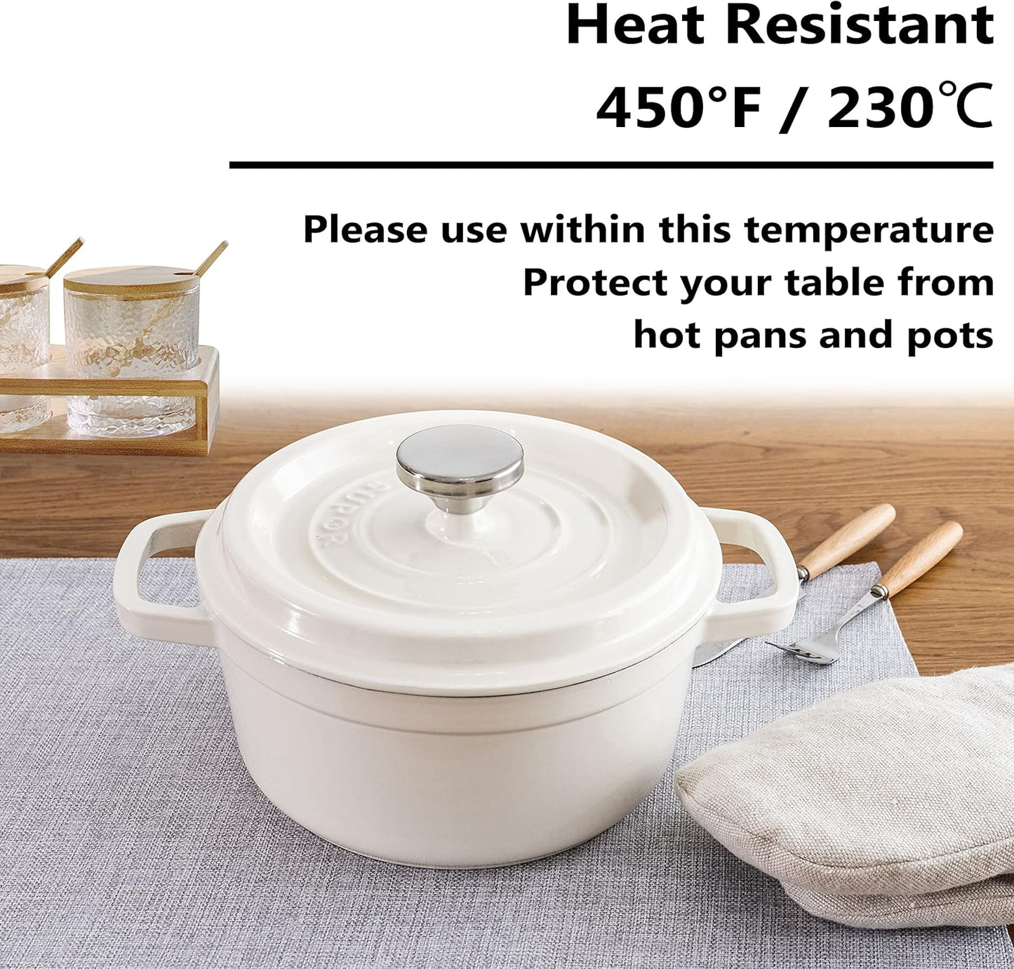 Home Brilliant Cloth Placemats Set of 6 Table Place Mats Light Grey Placemat Easy to Clean Heat Resistant Machine Washable Fabirc Placemats Coffee Table Mats for Dining Kitchen Table, Gray