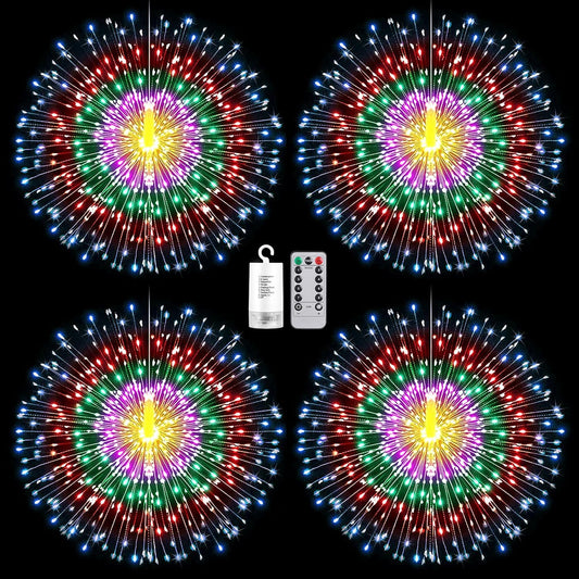 Techip 4Pcs Multicolor String Lights - 225LED Copper Wire Hanging Lights with Remote, 8 Modes, Waterproof for Wedding & Christmas Decorations