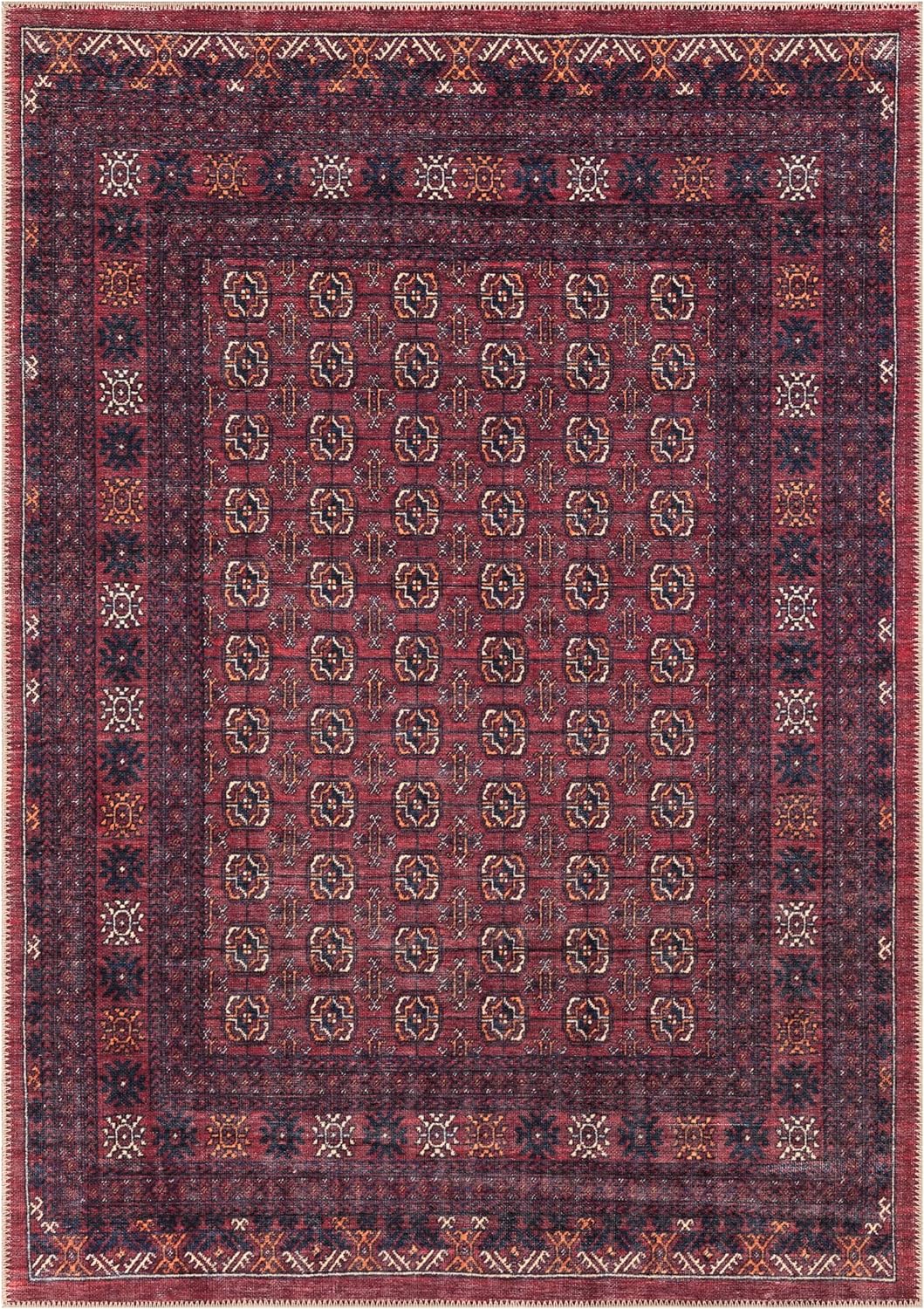 Keen Home Design 5x7 Rug - Machine Washable Area Rug with Non-Slip Backing, Ideal for Living Room, Dining Room, Bedroom - Vintage, Easy Clean, Durable, Low Pile Rug - (5' x 7')