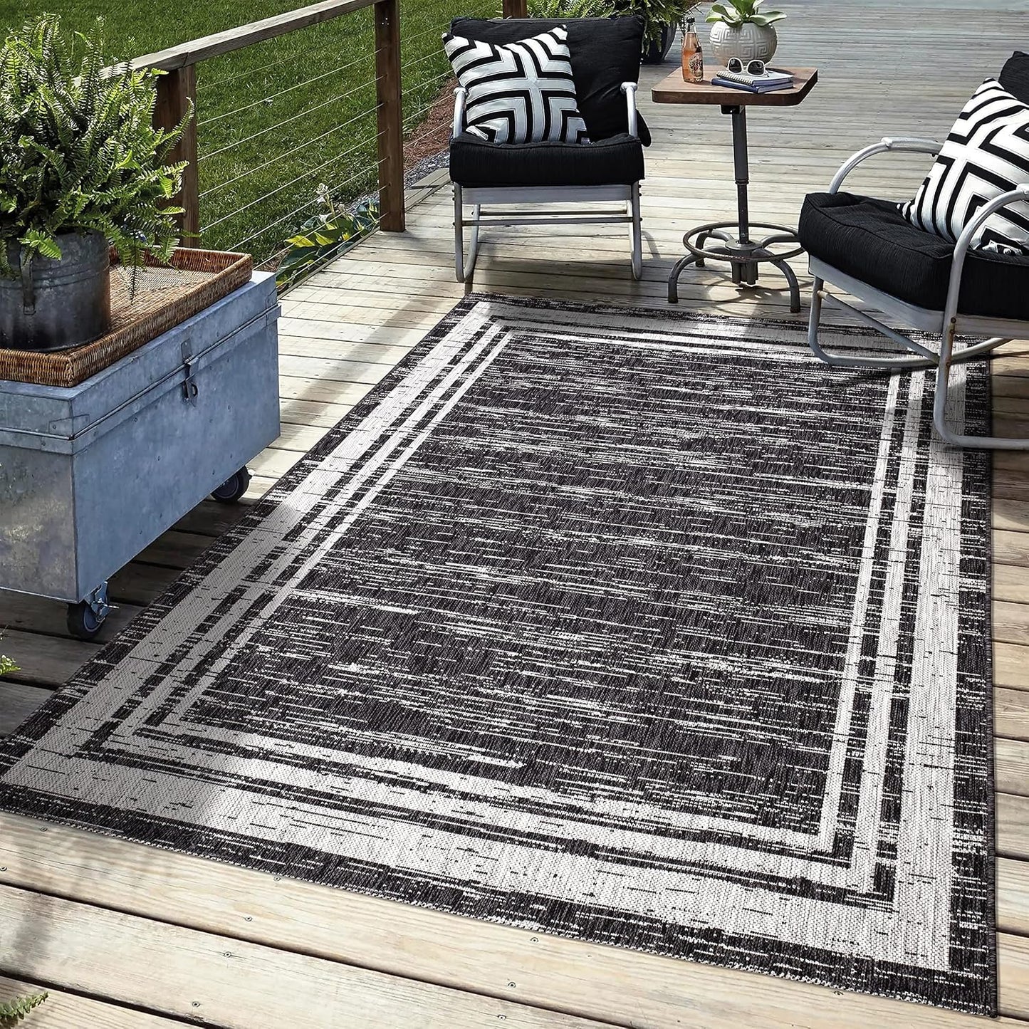 Keen Home Design Outdoor Rug - 8x10 Washable Indoor/Outdoor Rug for Patio, Balcony, Kitchen, Garden, Beach, Deck and Porch. Size: 7'9" x 10'2"