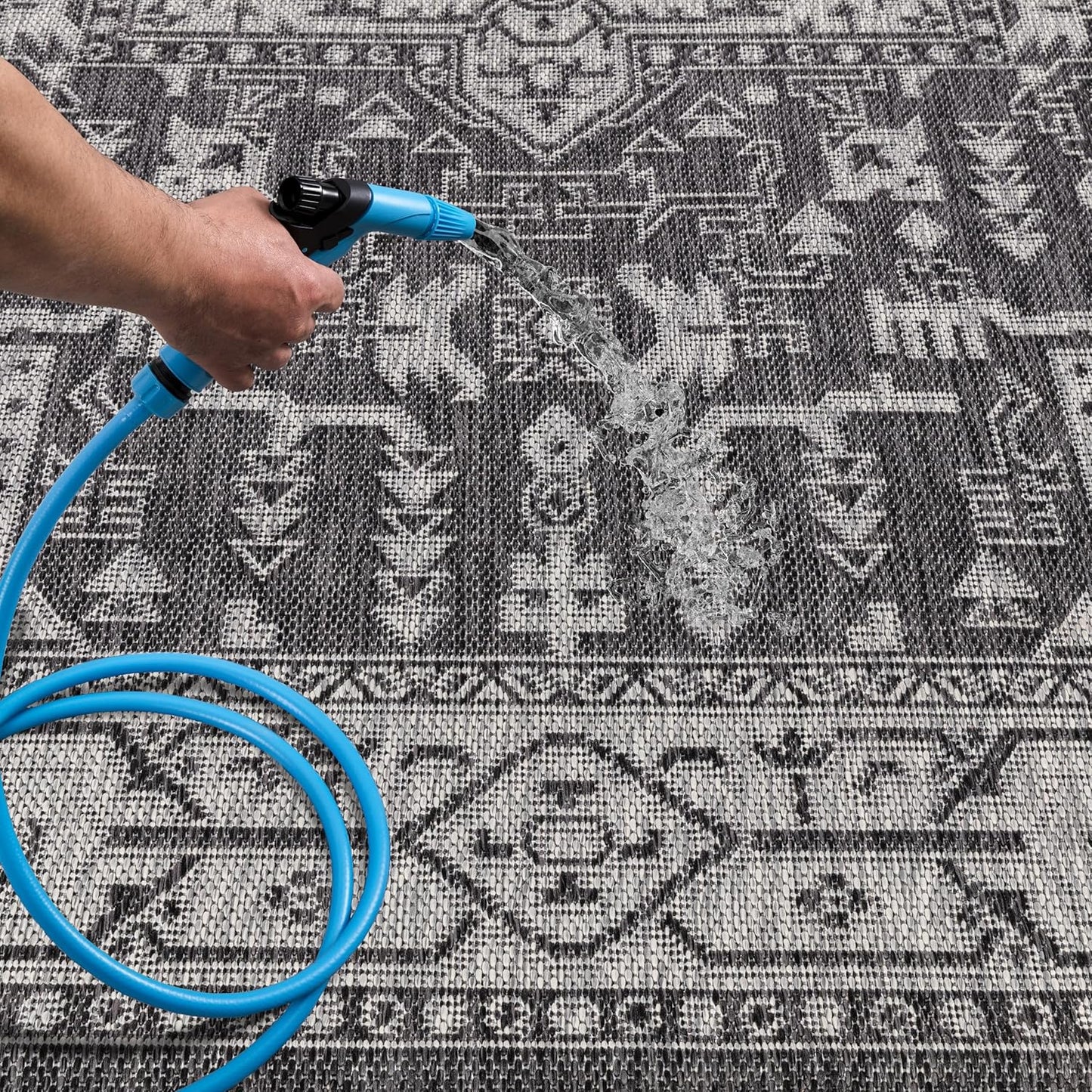 Keen Home Design Terrace Outdoor Area Rug - 4x6 Washable Indoor/Outdoor Rug for Patio, Kitchen, Balcony, Beach, Garden, Deck and Porch, Size: 3'10"x5'7"