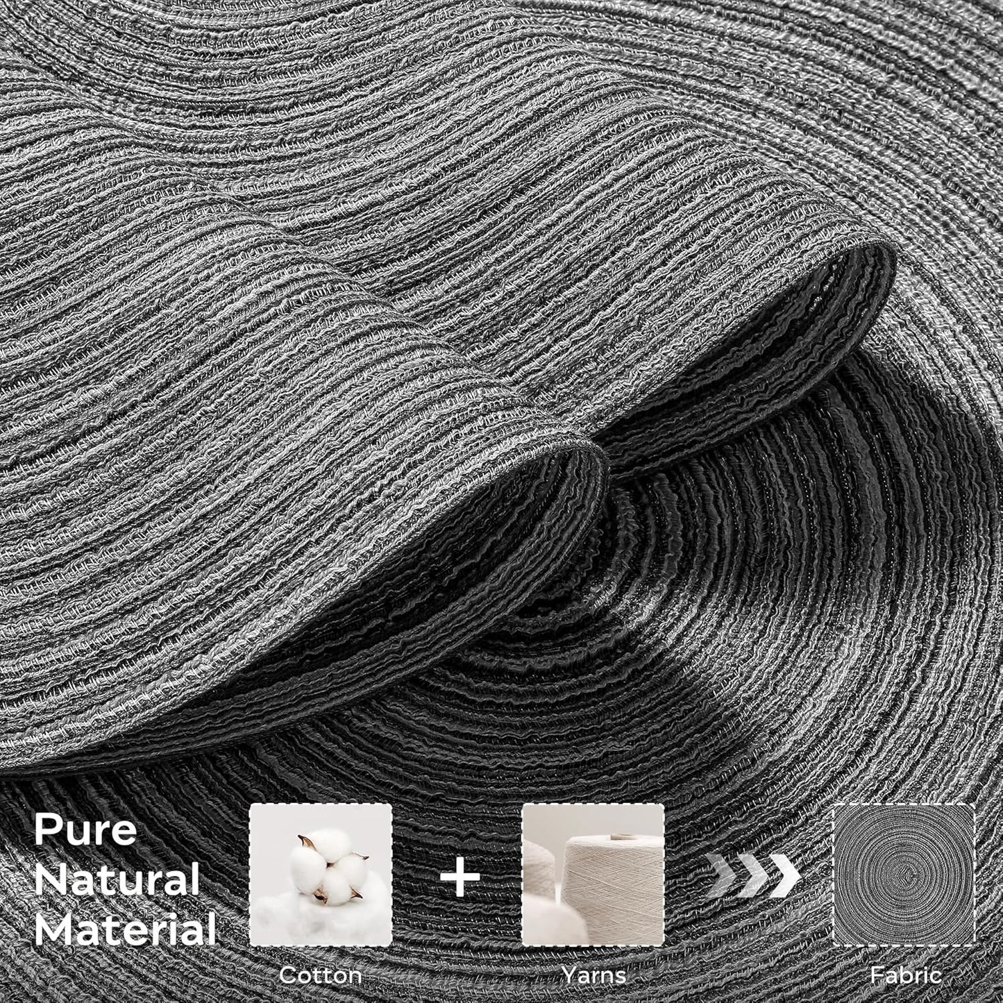 Leetaltree Round Placemats Heat and Slip Resistant Cotton Table Mats, Washable Bohemian Placemats for Dining Tables (Charcoal, Set of 12)