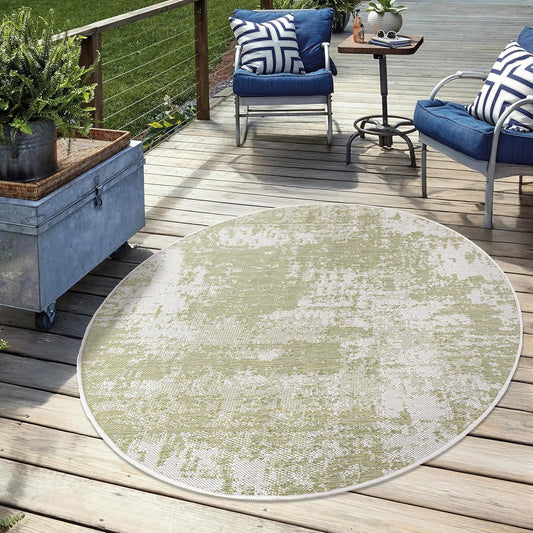 Keen Home Design Terrace Outdoor Round Rug - 5ft Round Washable Indoor/Outdoor Rug for Patio, Kitchen, Balcony, Beach, Garden, Deck and Porch, Size: 5'3" Round
