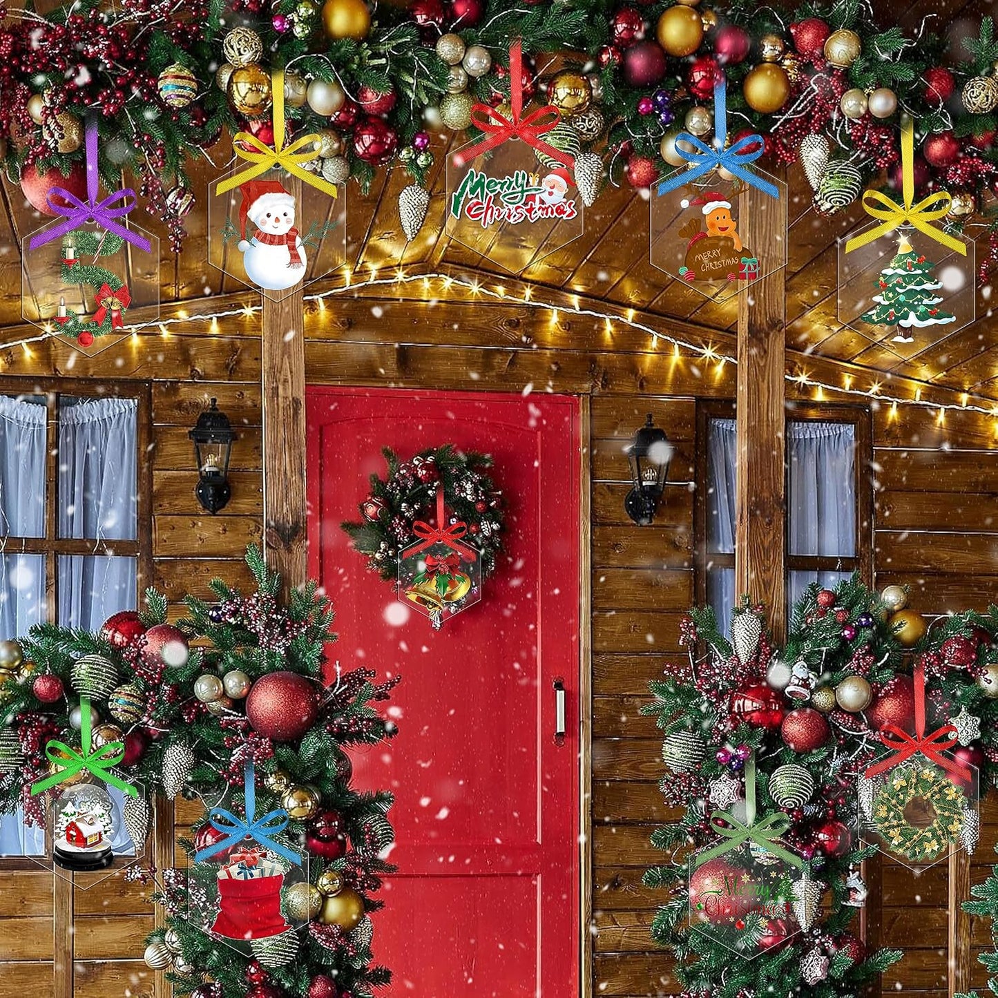 40 Pieces Christmas Hanging Ornaments Set 3''Christmas Ornament Acrylic Blank with 50Pcs 25 Color Ribbons for Christmas Tree DIY Decor (Classic Circle, 40.00)