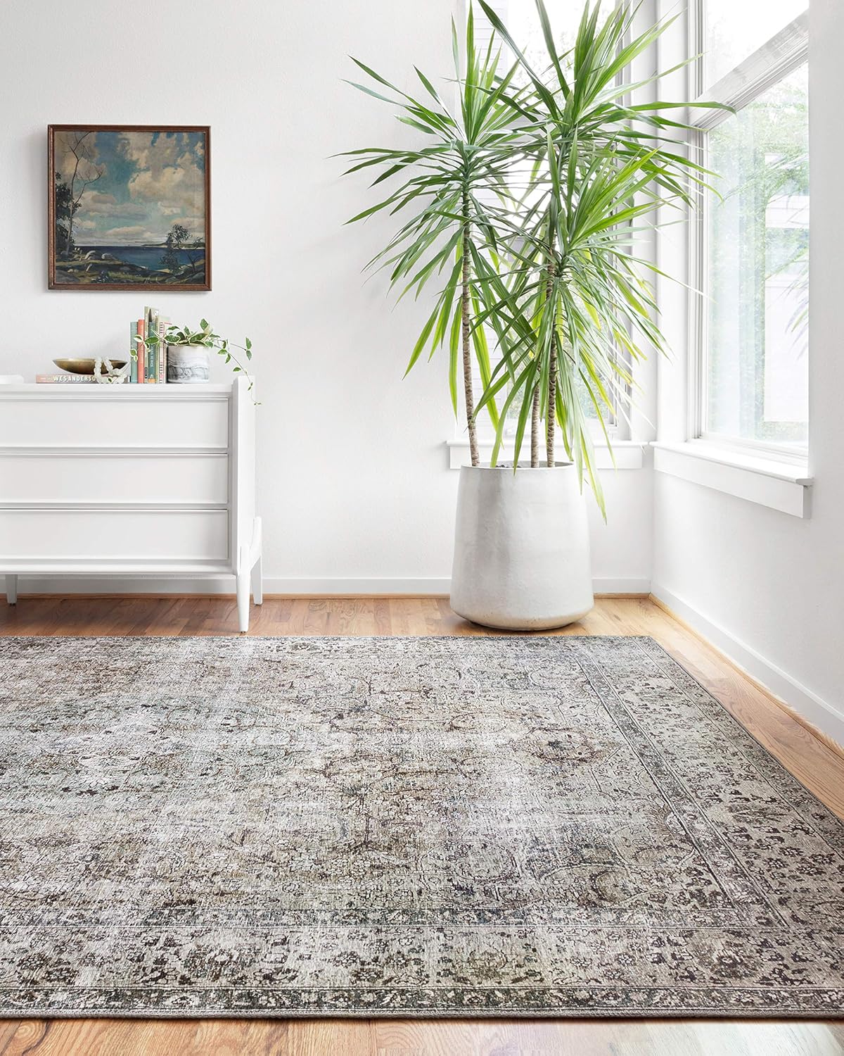 Loloi Layla Collection LAY-06 Taupe/Stone 2'-6" x 9'-6" .13" Thick Runner Rug, Soft, Durable, Vintage Inspired, Distressed, Low Pile, Non-Shedding, Easy Clean, Printed, Living Room Rug