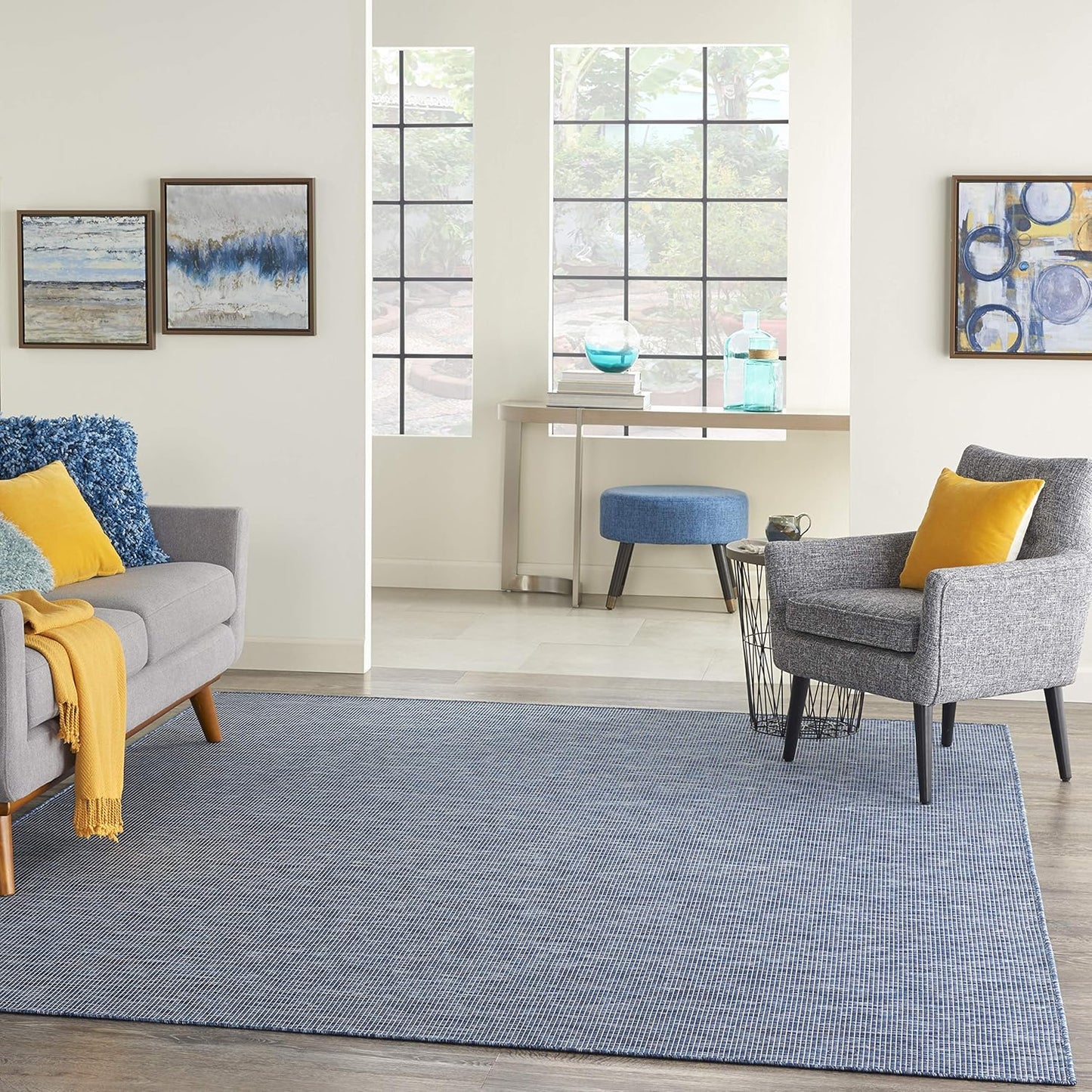 Nourison Positano Indoor/Outdoor Navy Blue 2'2" x 10' Area Rug, Easy Cleaning, Non Shedding, Bed Room, Living Room, Dining Room, Backyard, Deck, Patio (2x10)