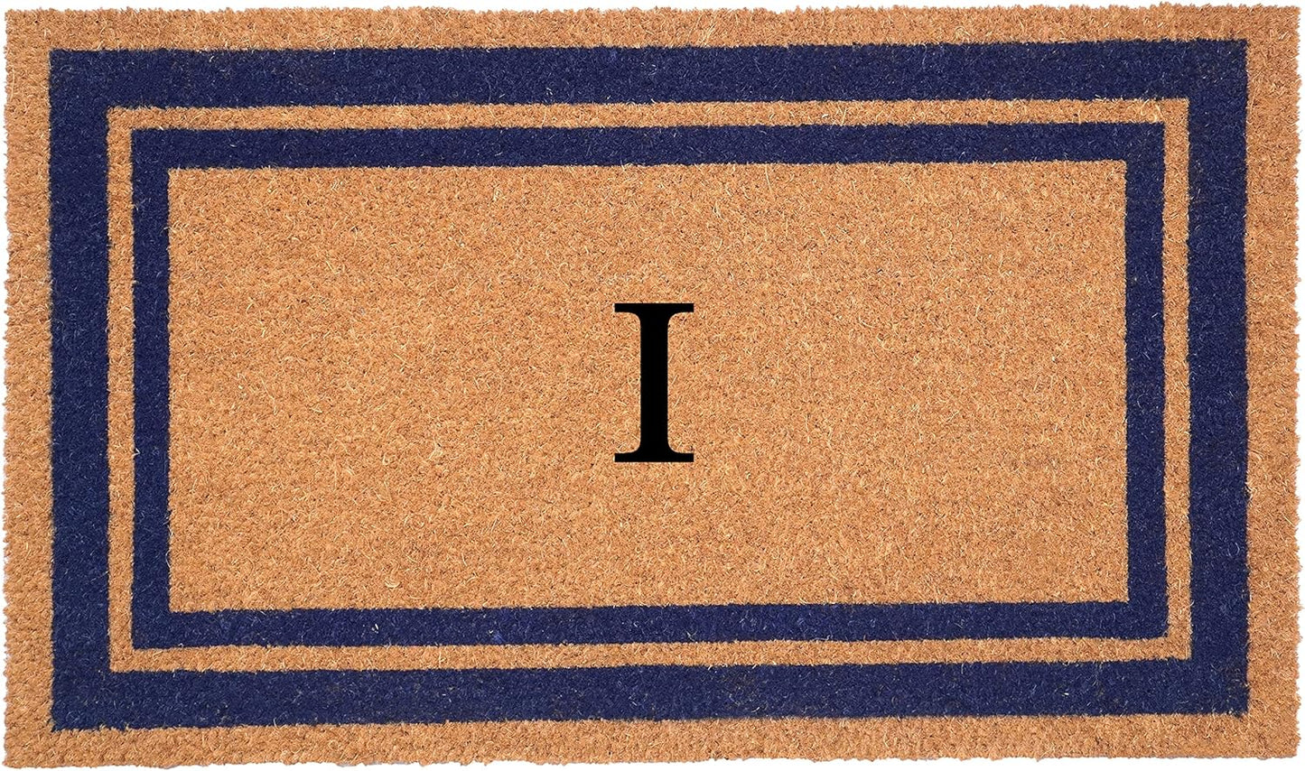 Calloway Mills 153001830I Dark Blue Border 18" x 30" Monogram Doormat (Letter I)
