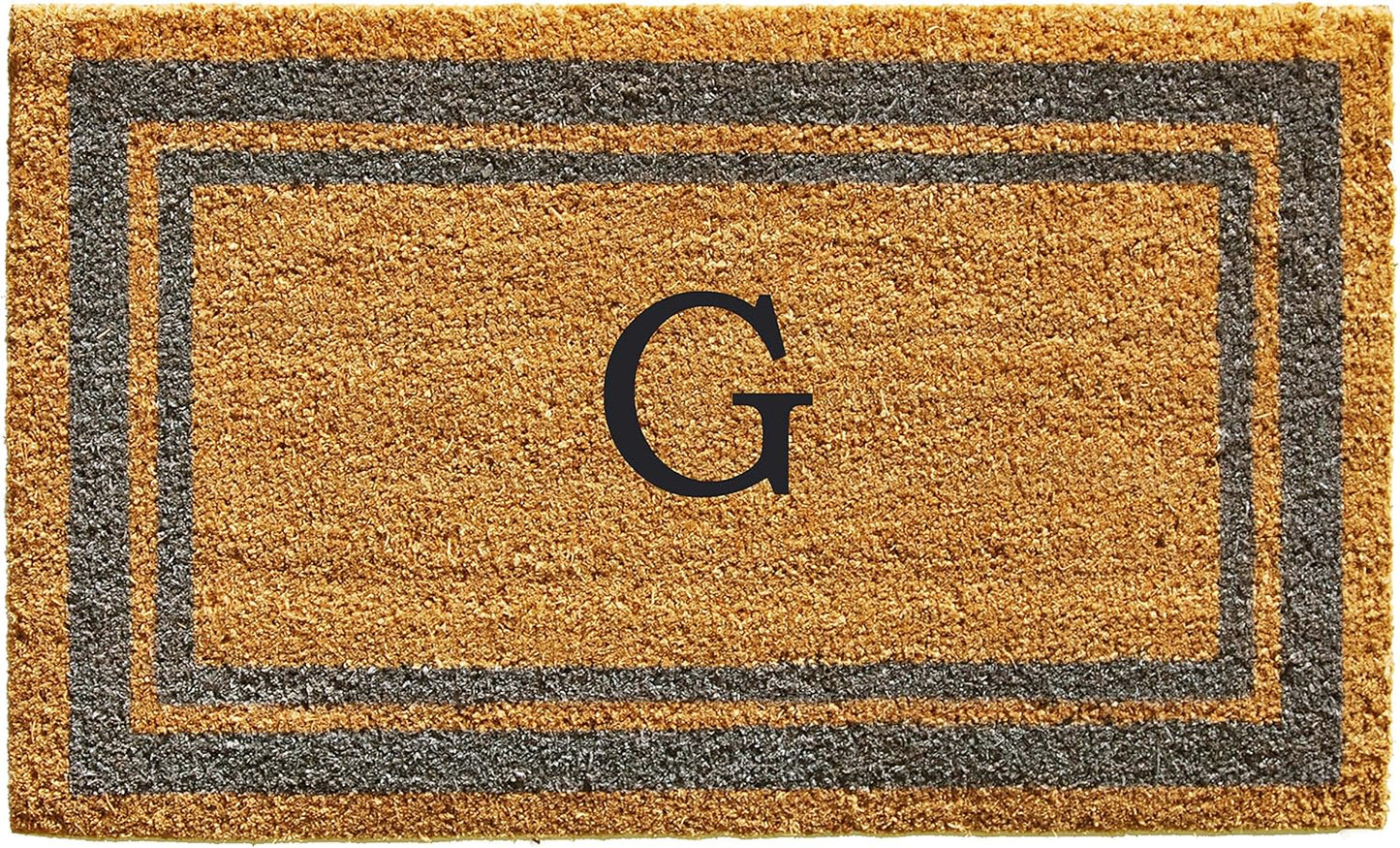 Calloway Mills 153021830G Periwinkle Border 18" x 30" Monogram Doormat, (Letter G)