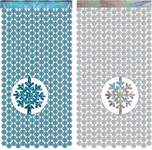 GREATRIL Silver Blue Snowflake Fringe Curtain Winter Onederland Streamers Backdrop with Sparkling Snowflake for Christmas Birthdays Party Decoration -3.2ft x 6.5ft - 2 Pack